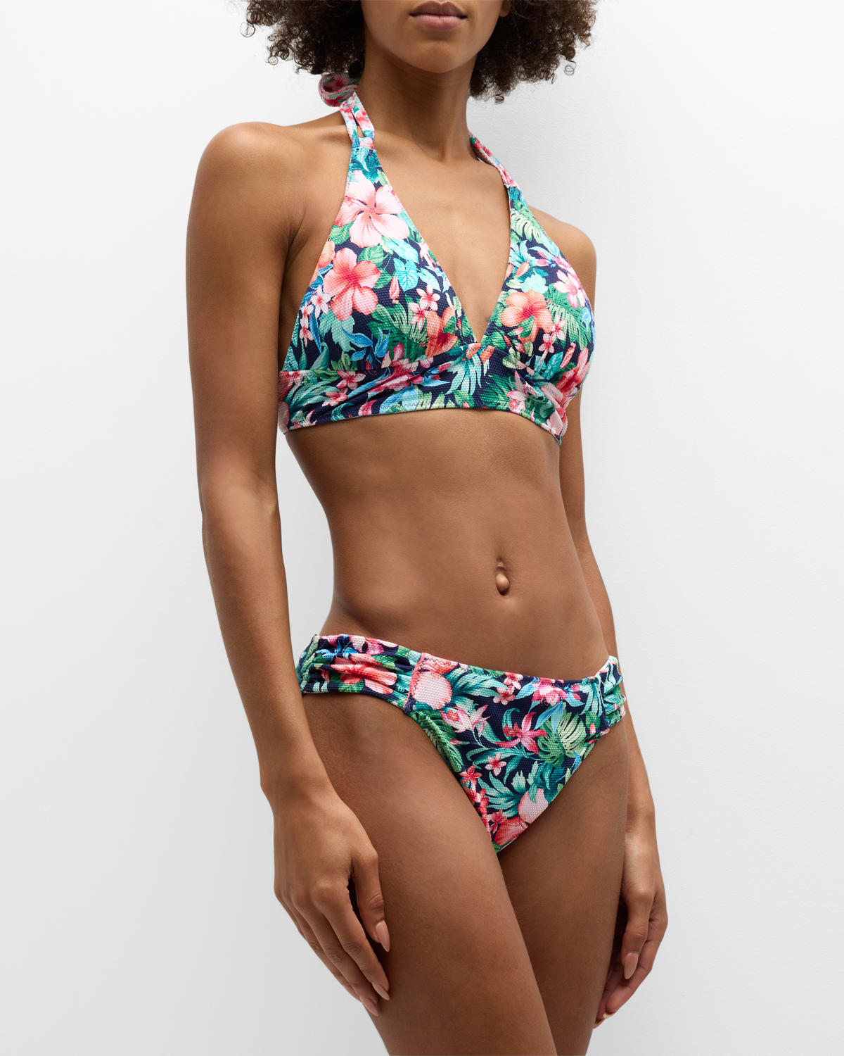 Tommy Bahama Island Cays Flora Reversible Triangle Bikini Top In Mare Navy Rev