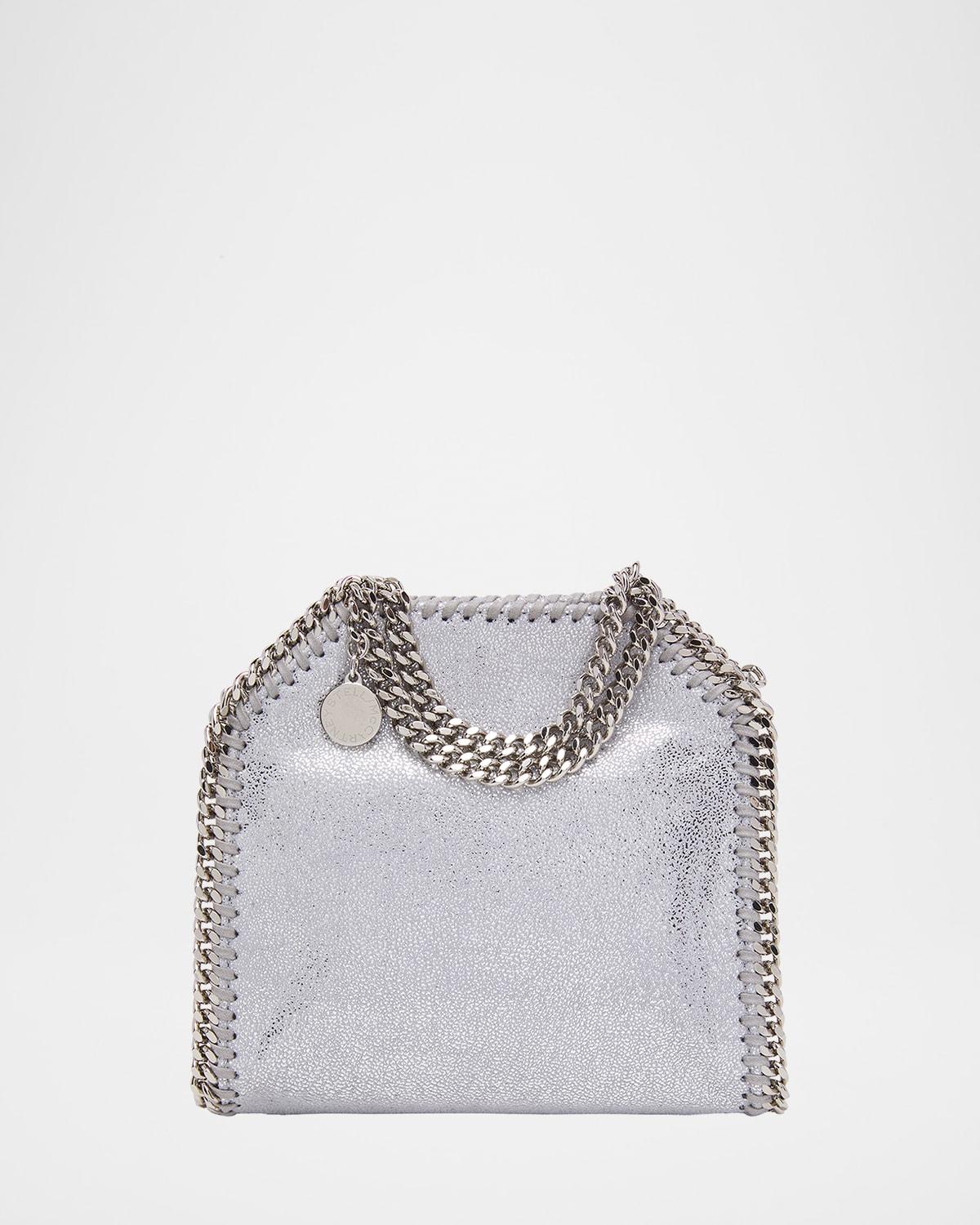 Stella Mccartney Tiny Dotted Chamois Metallic Tote Bag In Silver