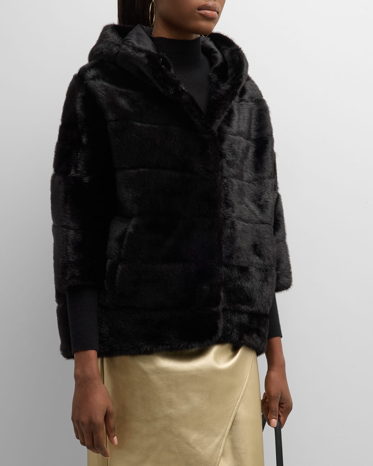 Shop Kelli Kouri Hooded Faux Fur Jacket In Black