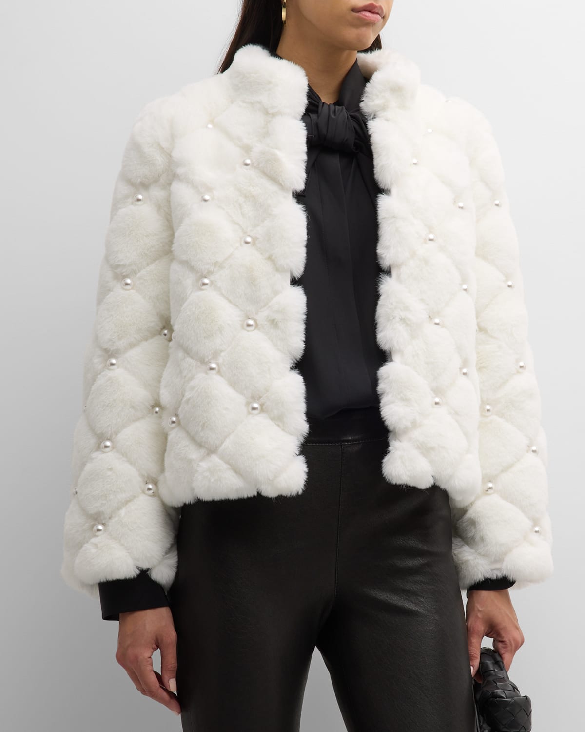 Kelli Kouri Pearly Faux Fur Jacket In Gray