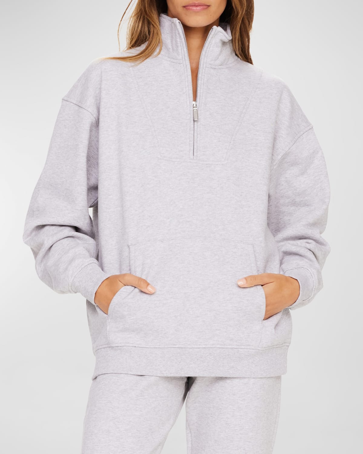 The Upside Raquette Jerome Half-zip Pullover In Grey Marle