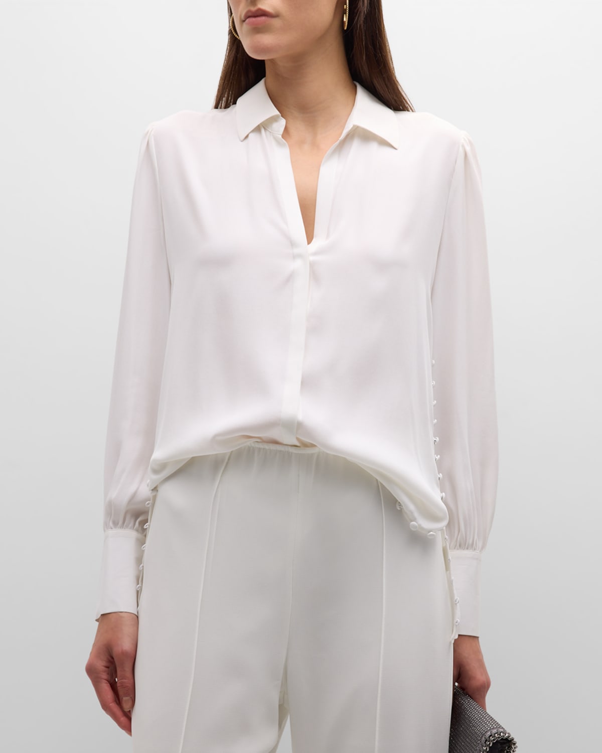 Fabienne Button-Front Silk Tunic