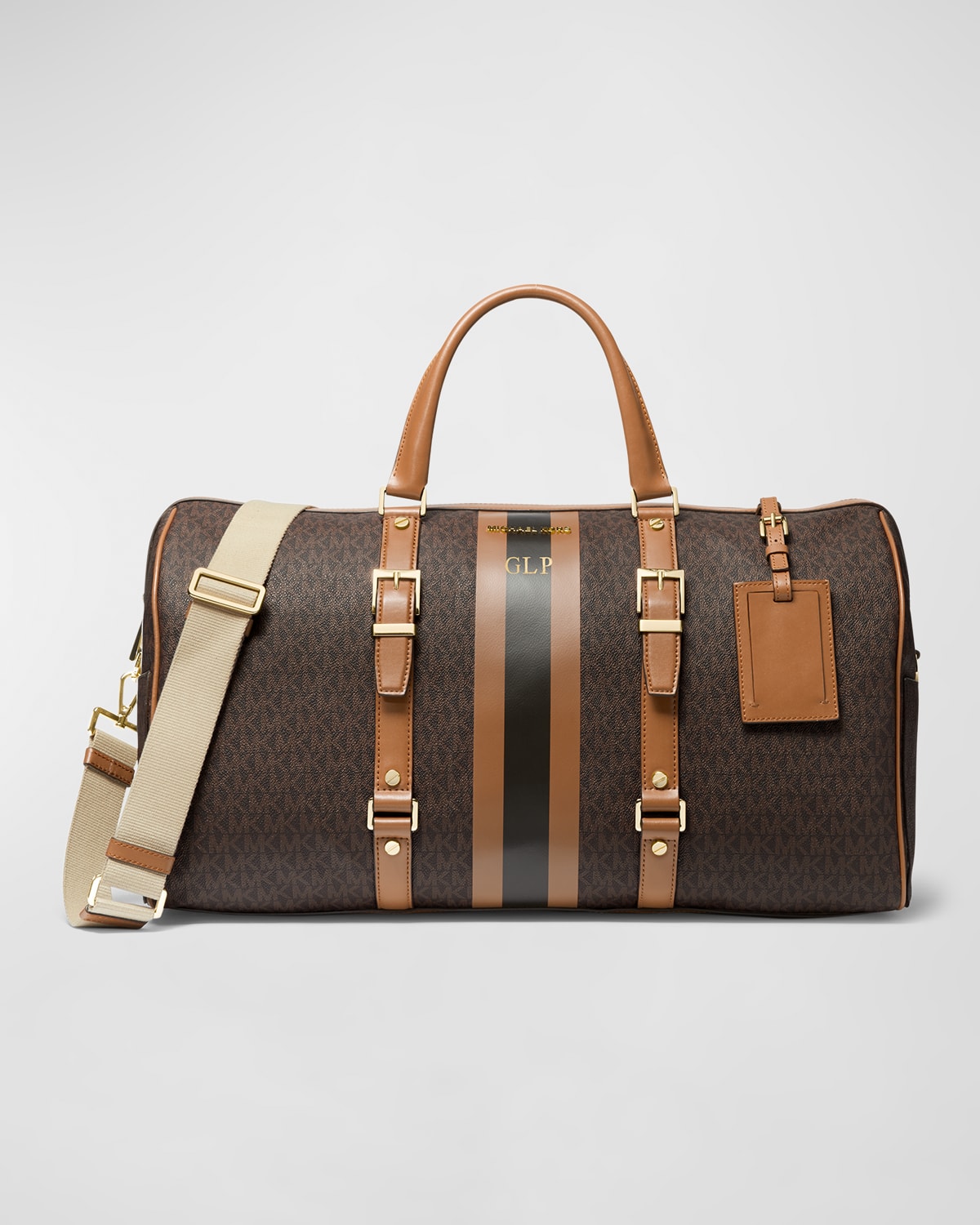 Shop Michael Michael Kors Xl Monogram Zip Weekender Bag In Brown Acorn
