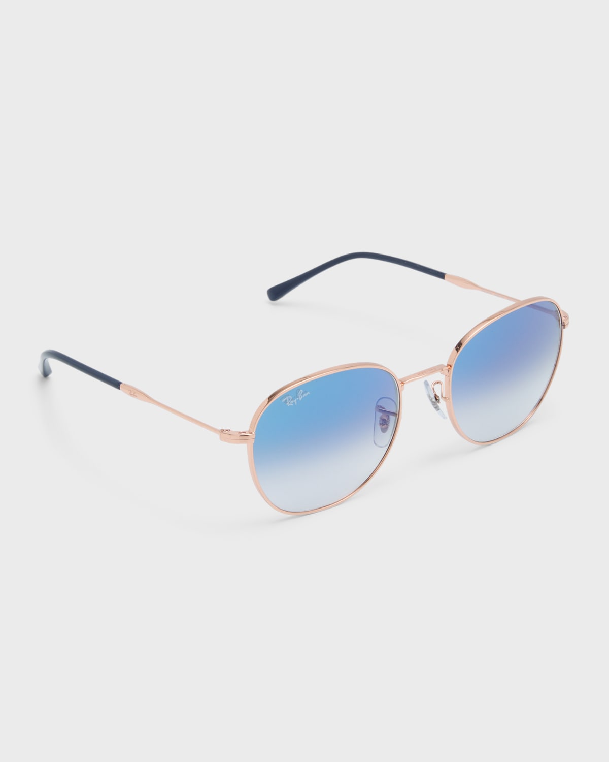 Ray Ban Gradient Metal Round Sunglasses In Rose Gold