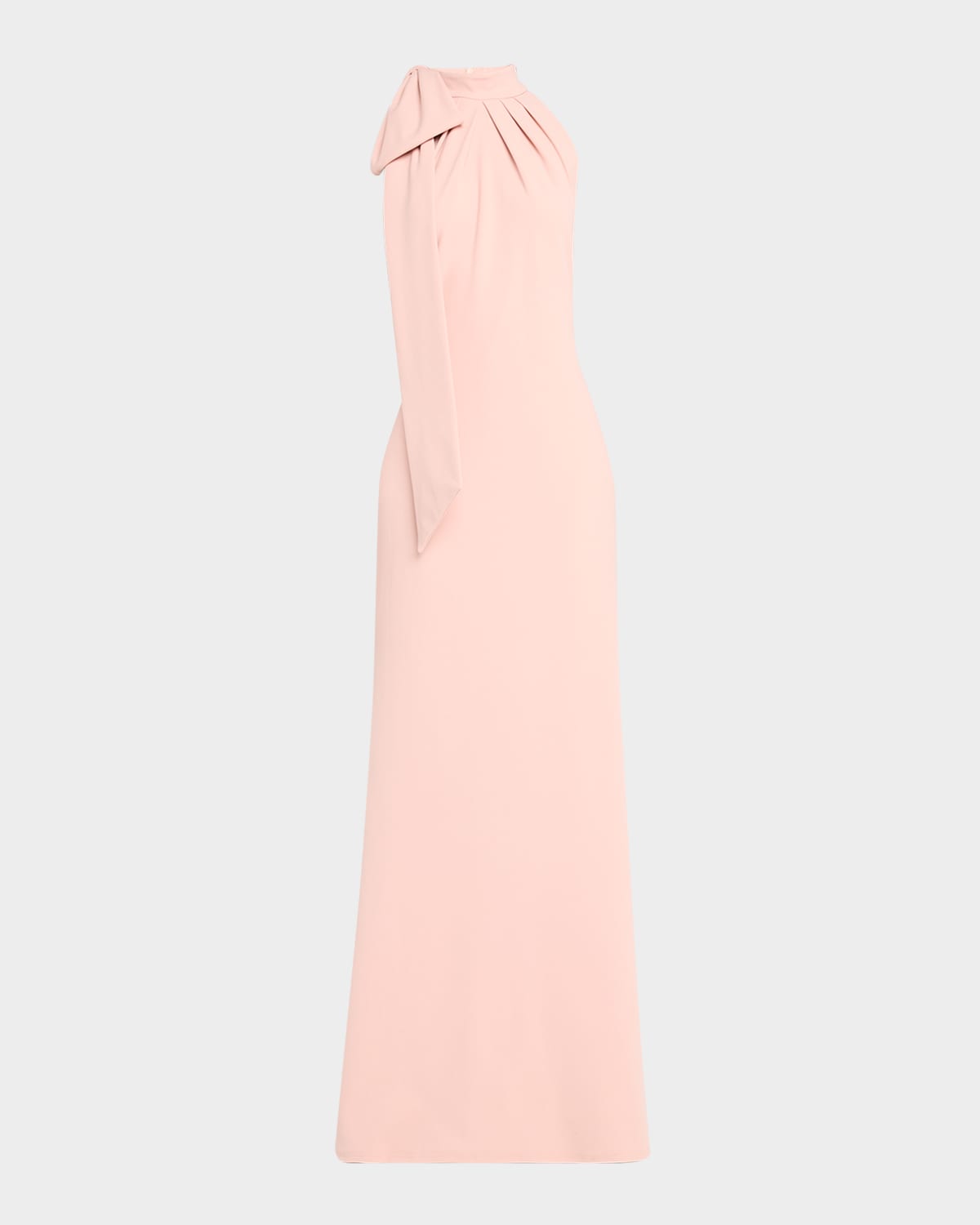 Tadashi Shoji Sleeveless Mock-neck Bow Crepe Gown In Pale Pink