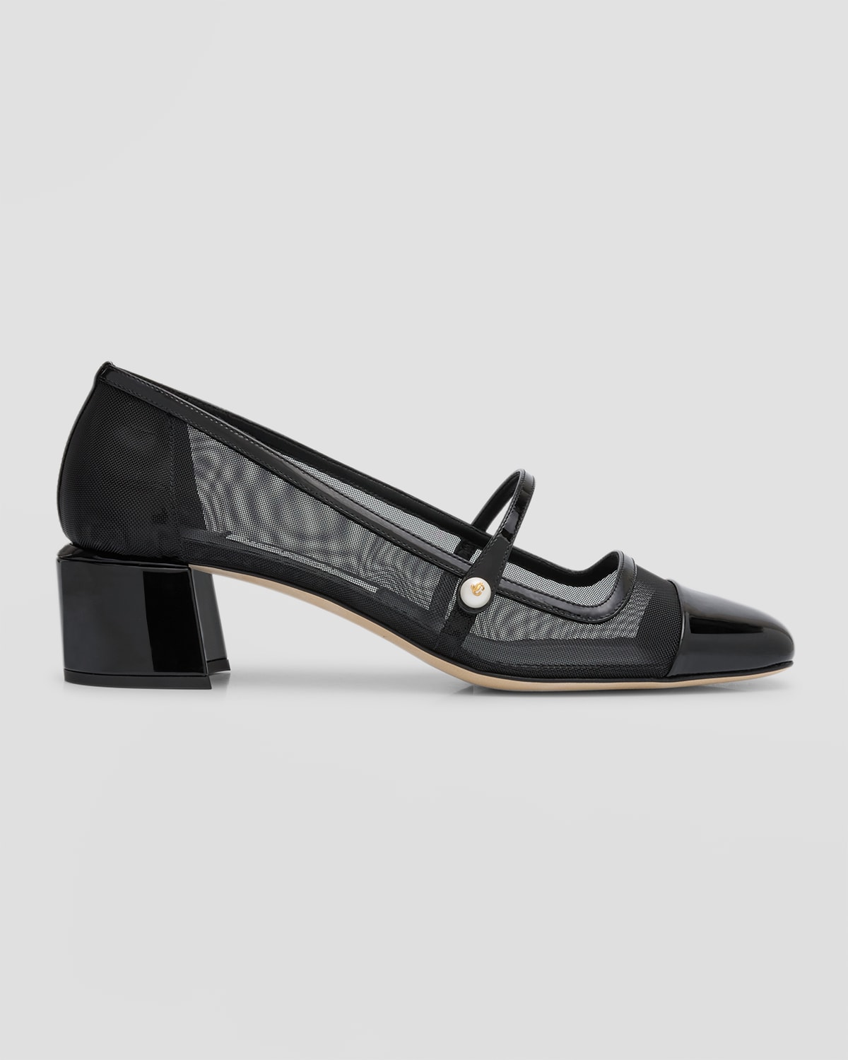 Jimmy Choo Elisa Mesh Mary Jane Ballerina Pumps In Black