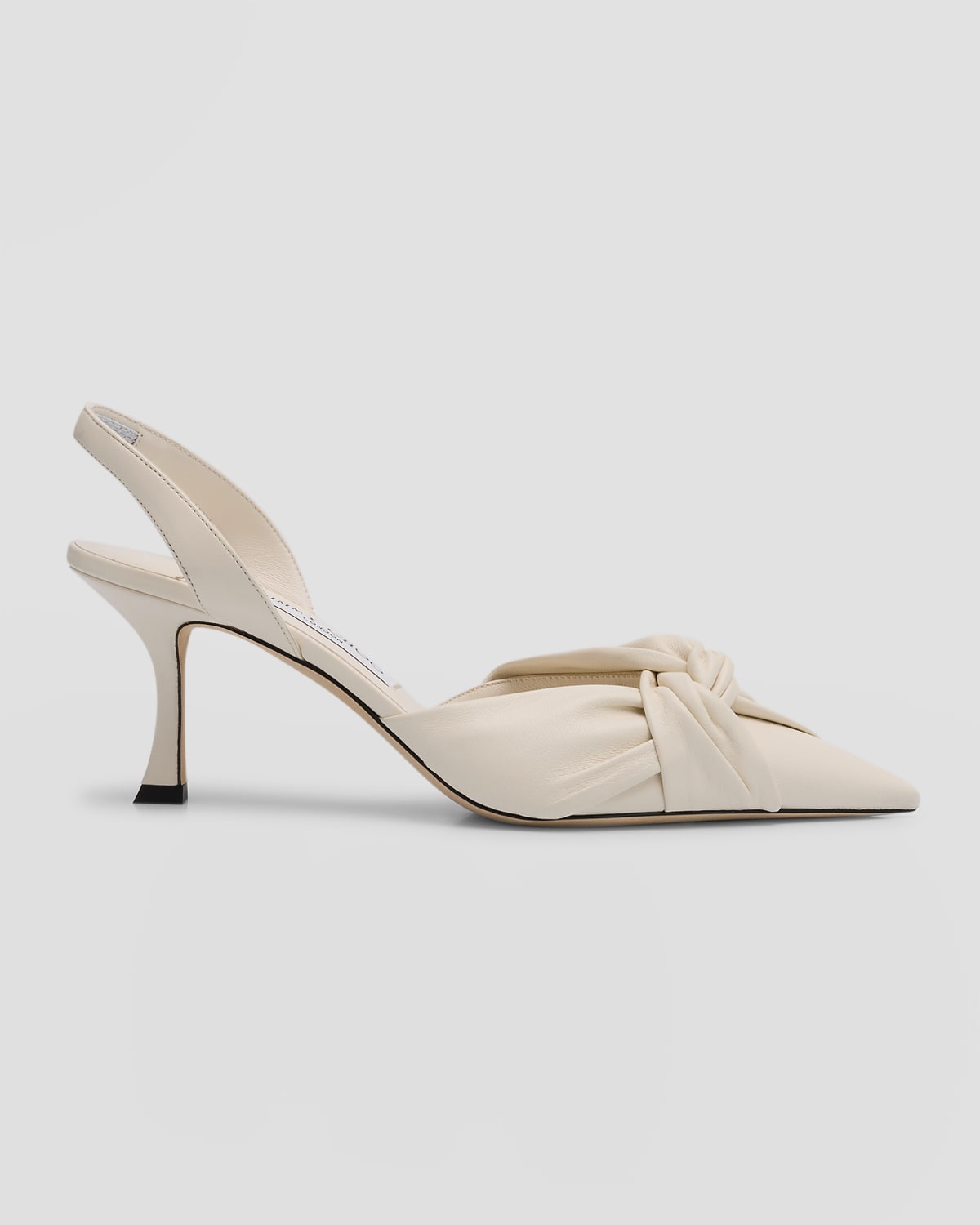 Shop Jimmy Choo Hedera Leather Knot Halter Pumps In Latte