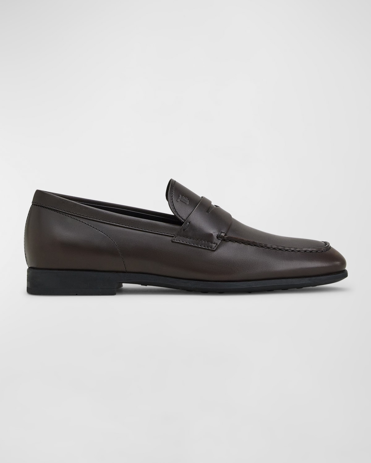 Tod's Men's Smooth Leather Penny Loafers In Dark Brown
