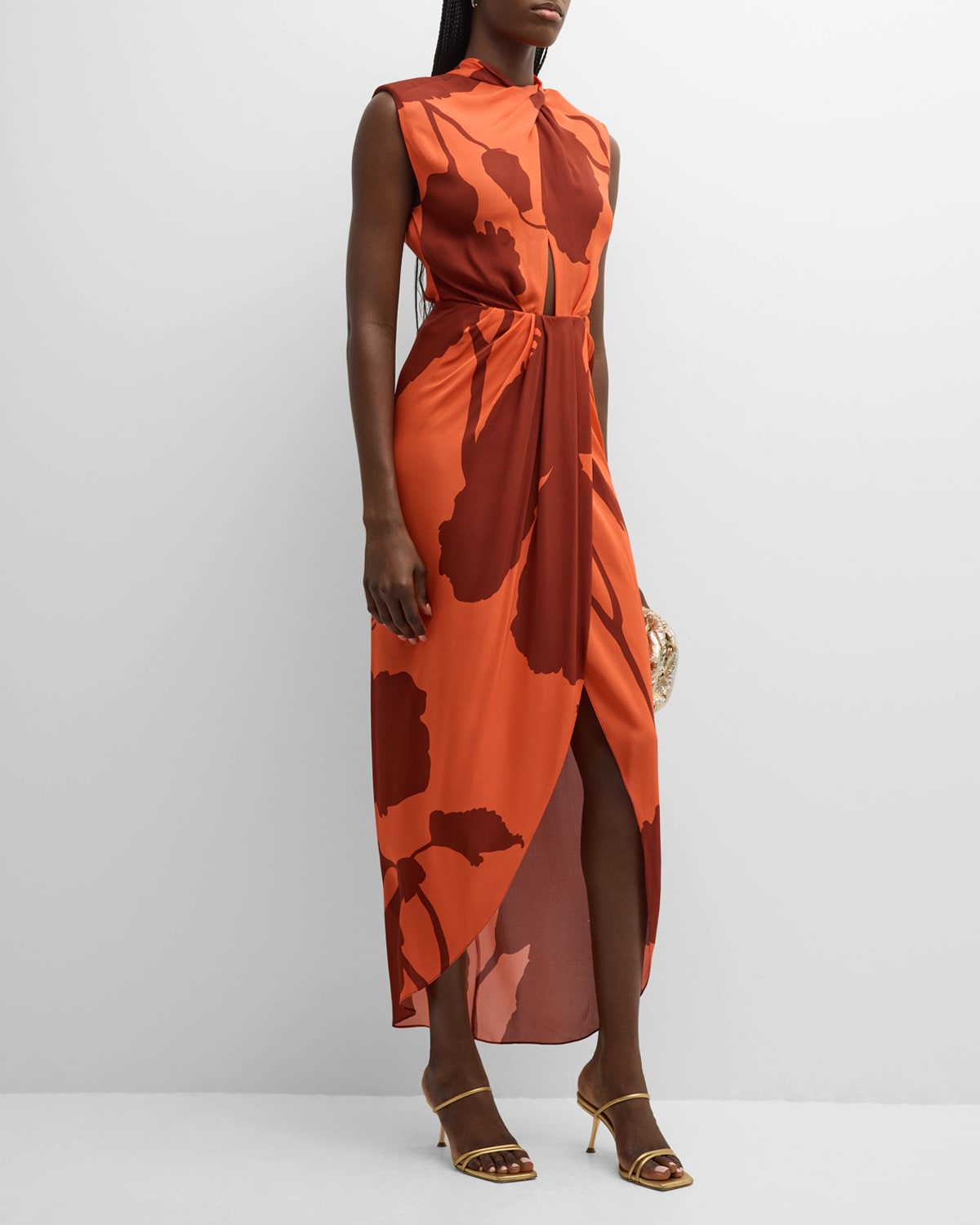 Red Inspiring Vistas Crossover Sleeveless Maxi Dress