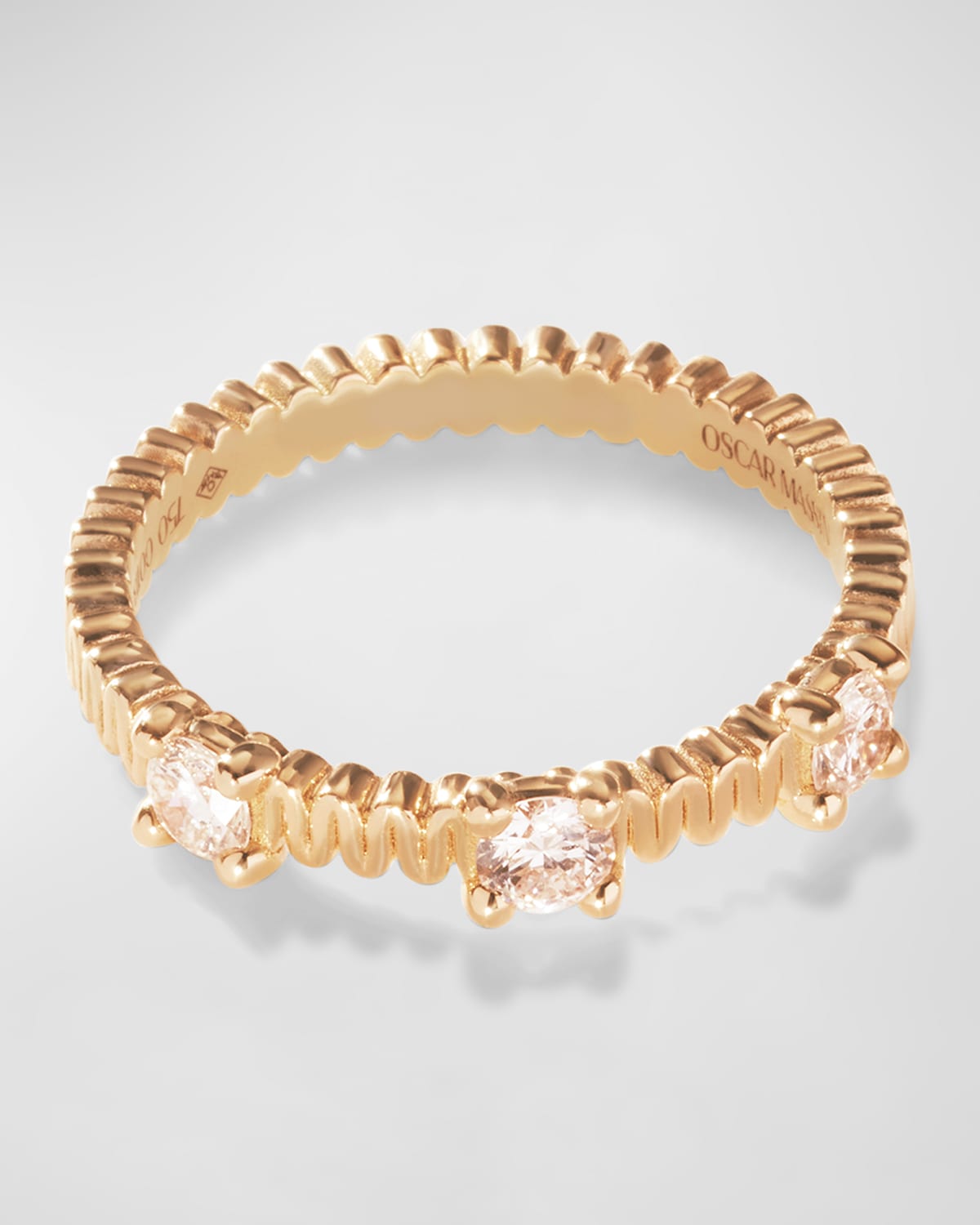 Beaded 18K Recycled Yellow Gold and Lab Grown Diamond Ring