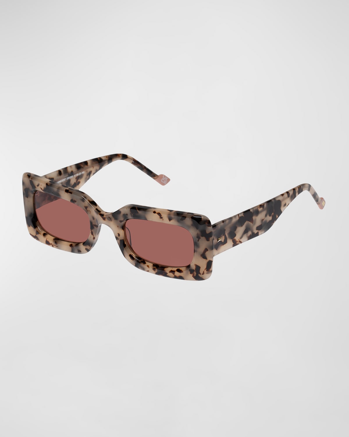 Le Specs Damnedest Tortoise Acetate Rectangle Sunglasses In Dalmatian Tort