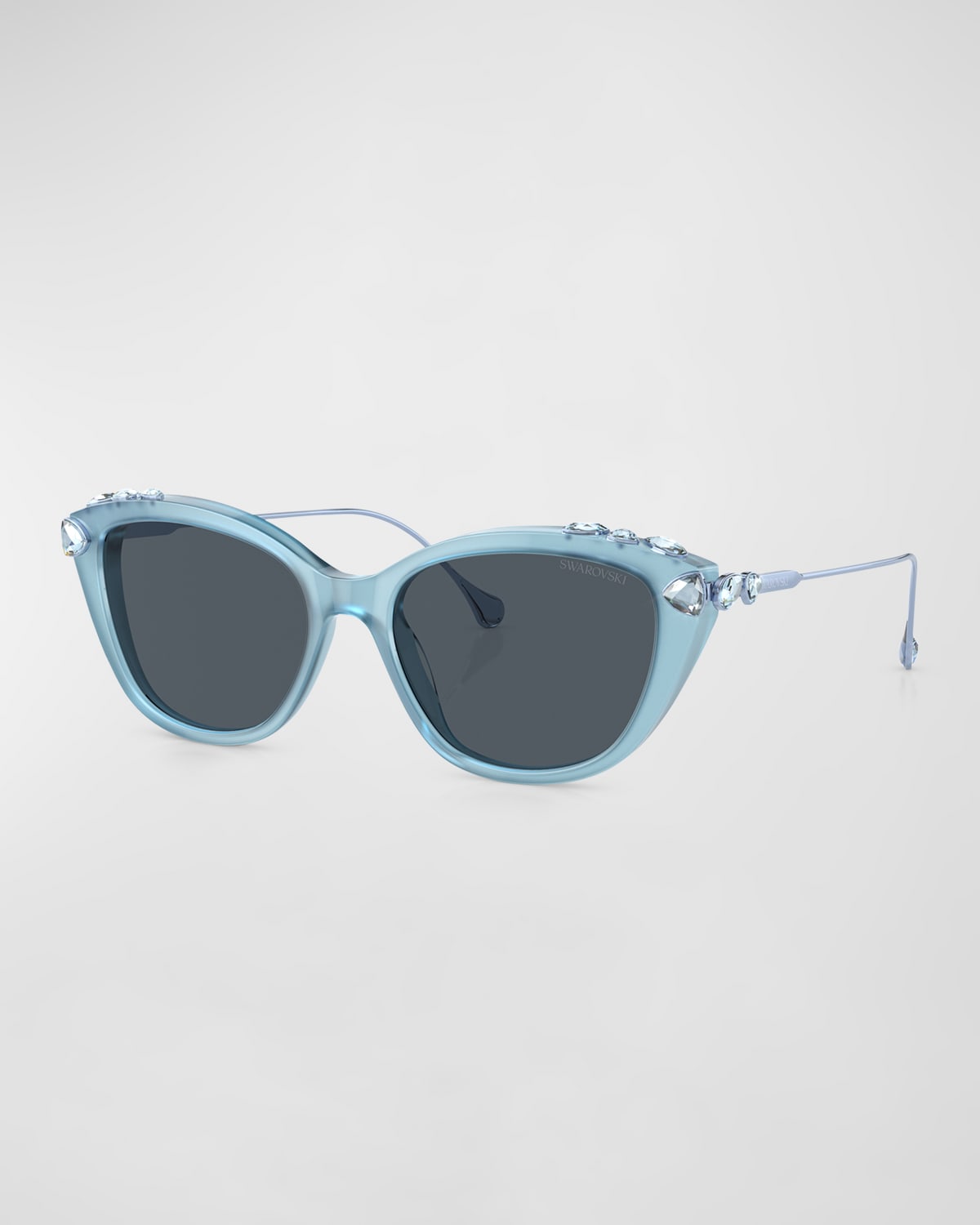 Swarovski Crystal-embellished Metal Cat-eye Sunglasses In Dark Grey