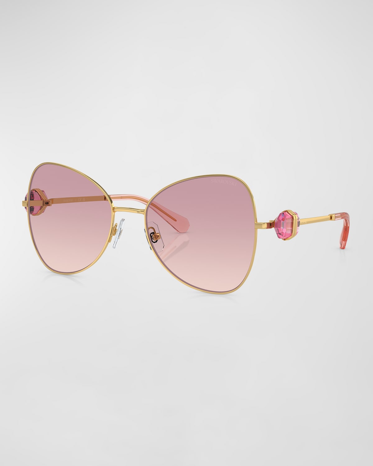 Full-Cut Crystal Metal Butterfly Sunglasses