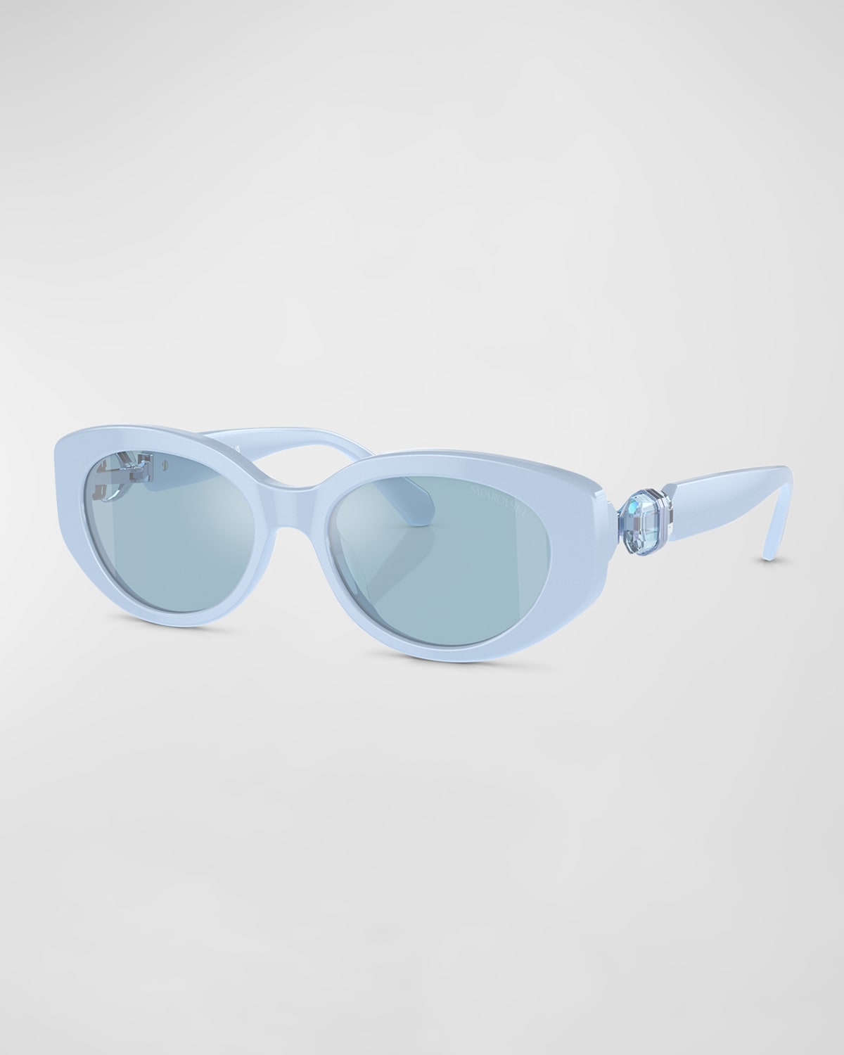 Swarovski 53mm Oval Sunglasses In Light Blue