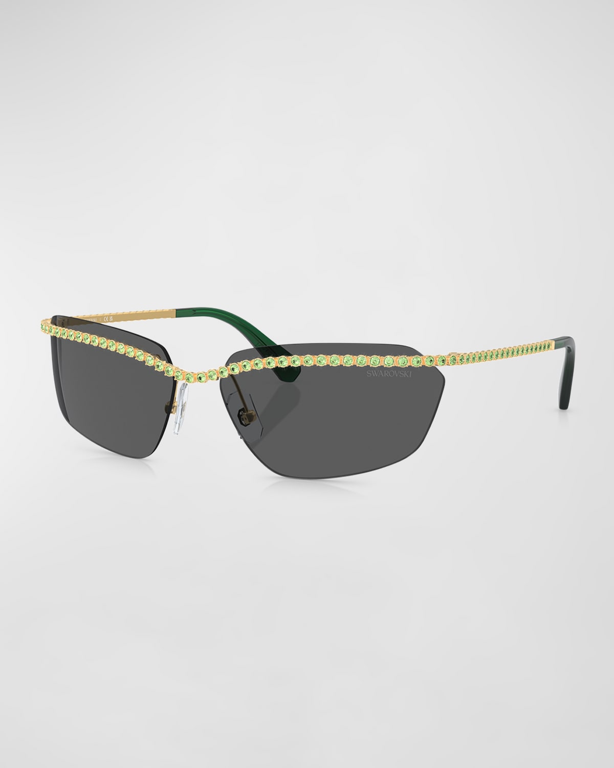 Swarovski Crystal-embellished Metal Rectangle Sunglasses In Gold
