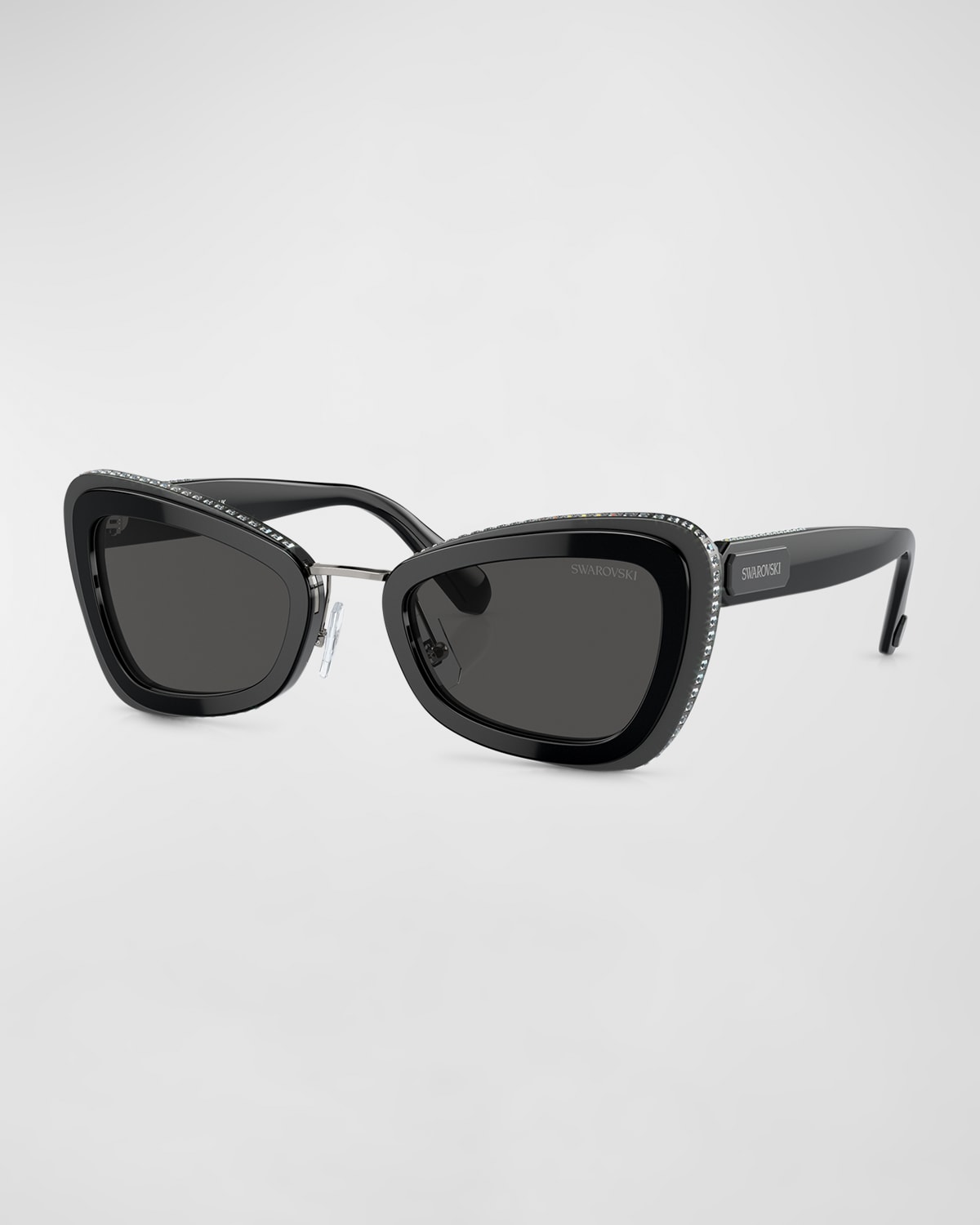 Swarovski Pavé Acetate Cat-eye Sunglasses In Dark Grey