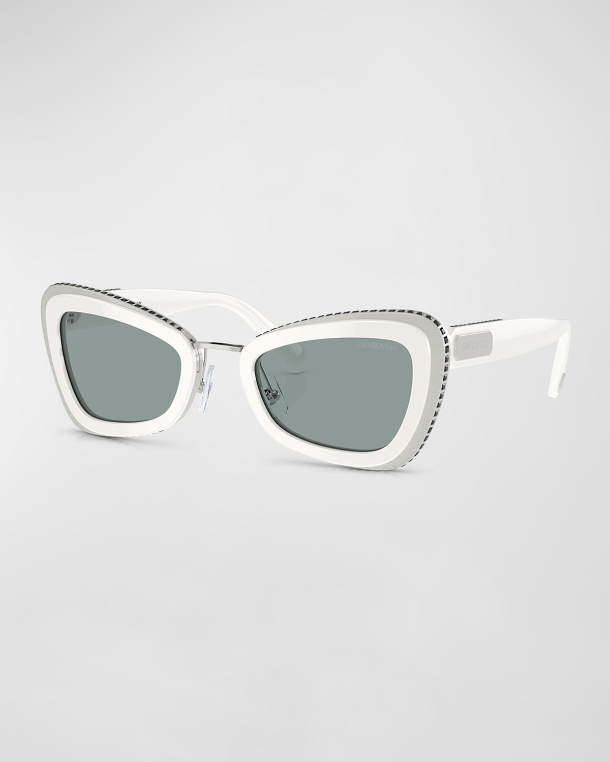 Swarovski Pavé Acetate Cat-eye Sunglasses In White