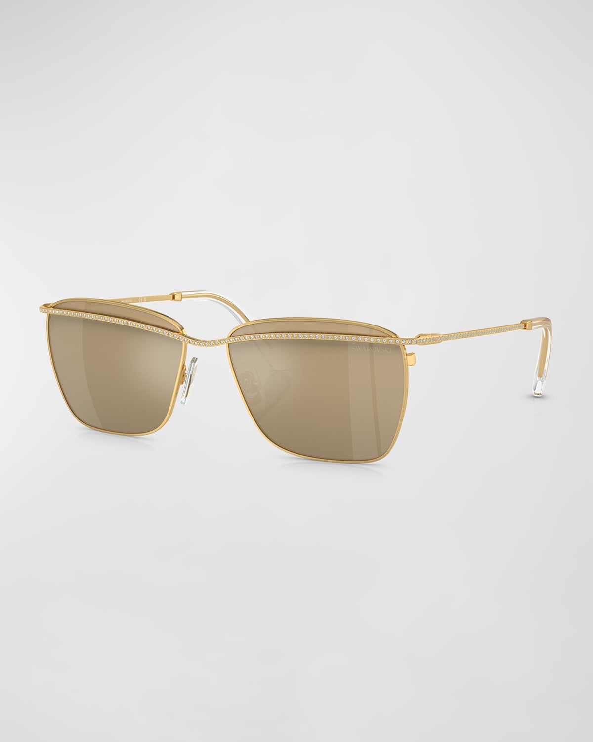 Swarovski 58mm Crystal Rectangular Sunglasses In Yellow