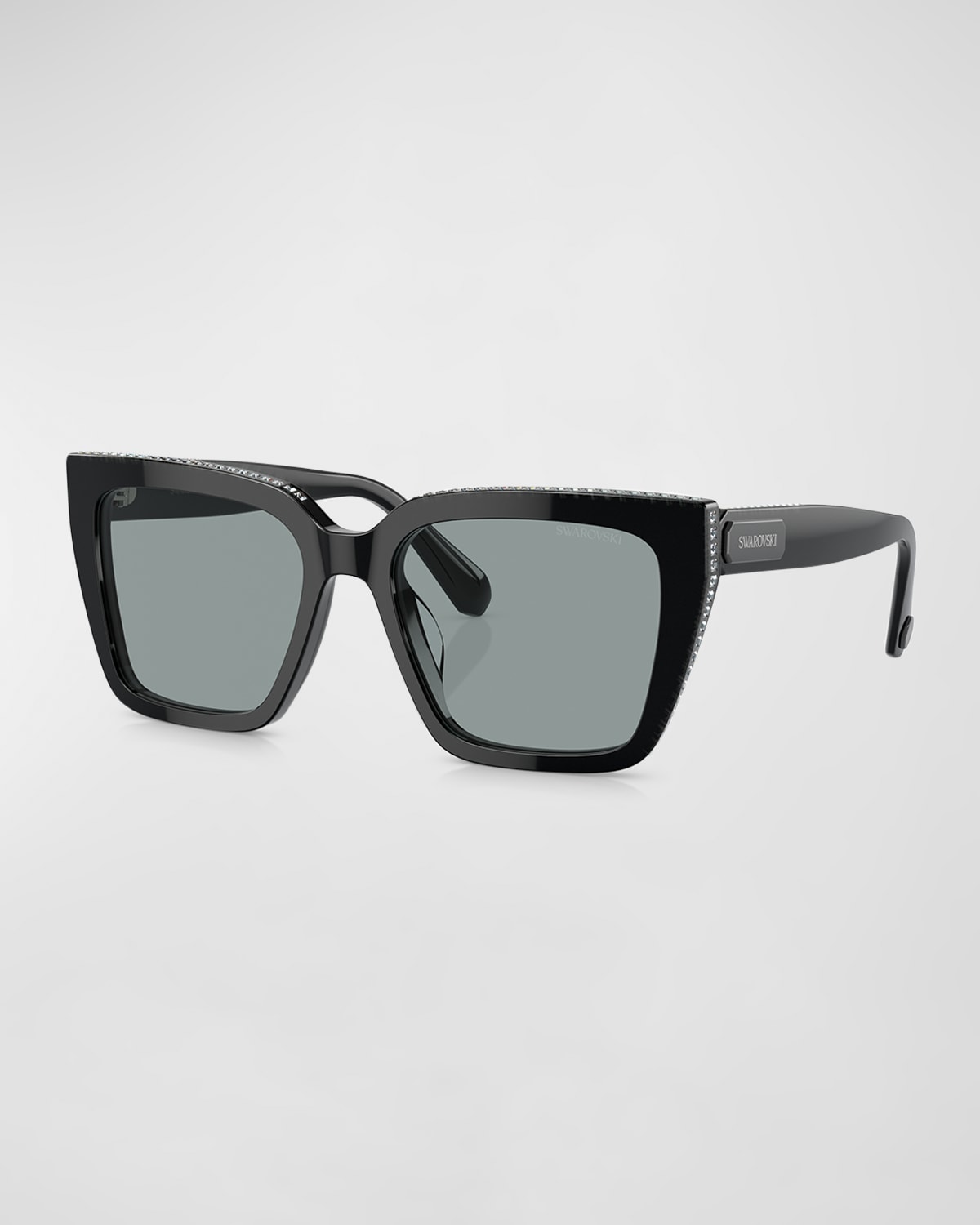 Shop Swarovski Pavé Acetate Square Sunglasses In Black