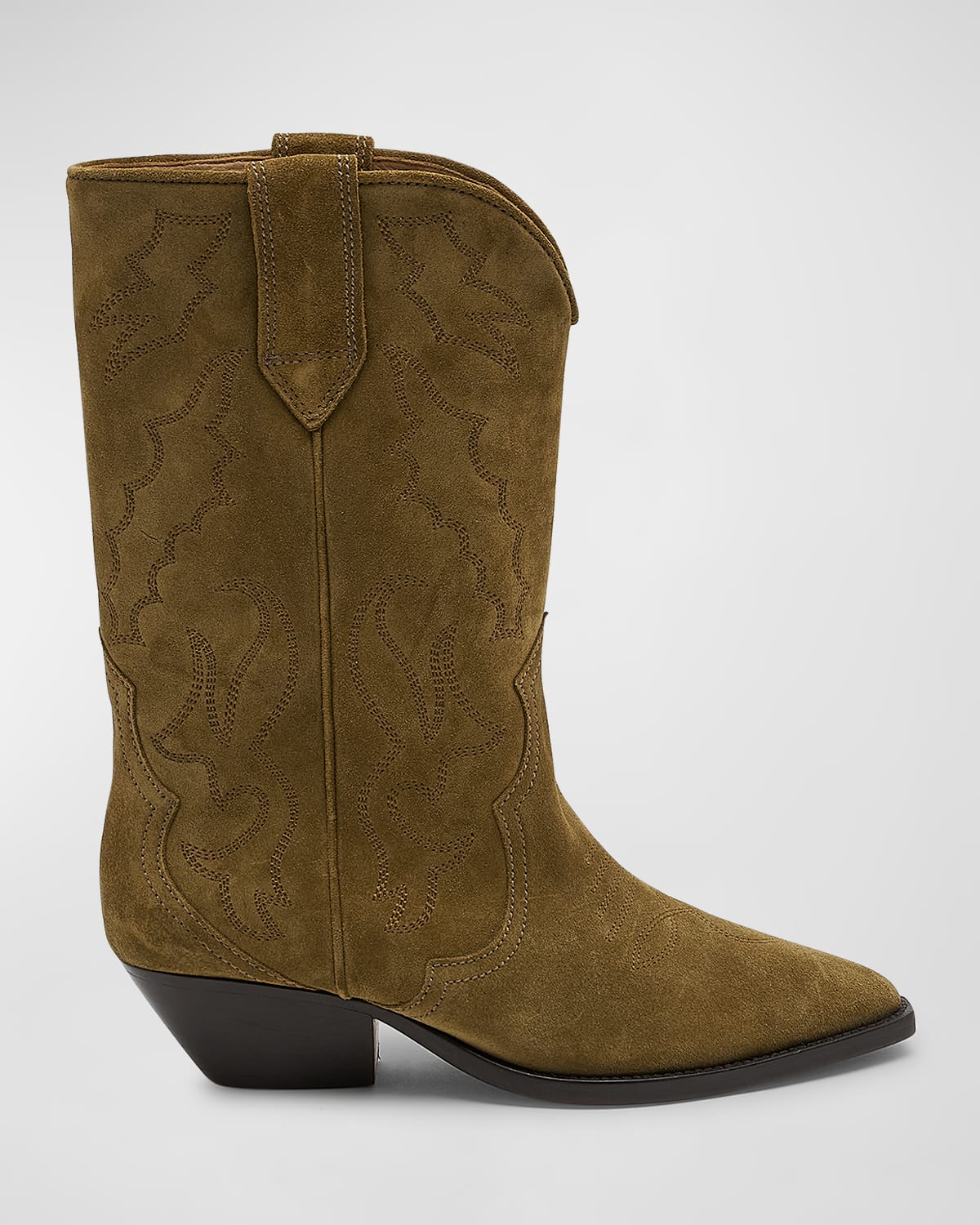 Shop Isabel Marant Duerto Suede Short Western Boots In Taupe