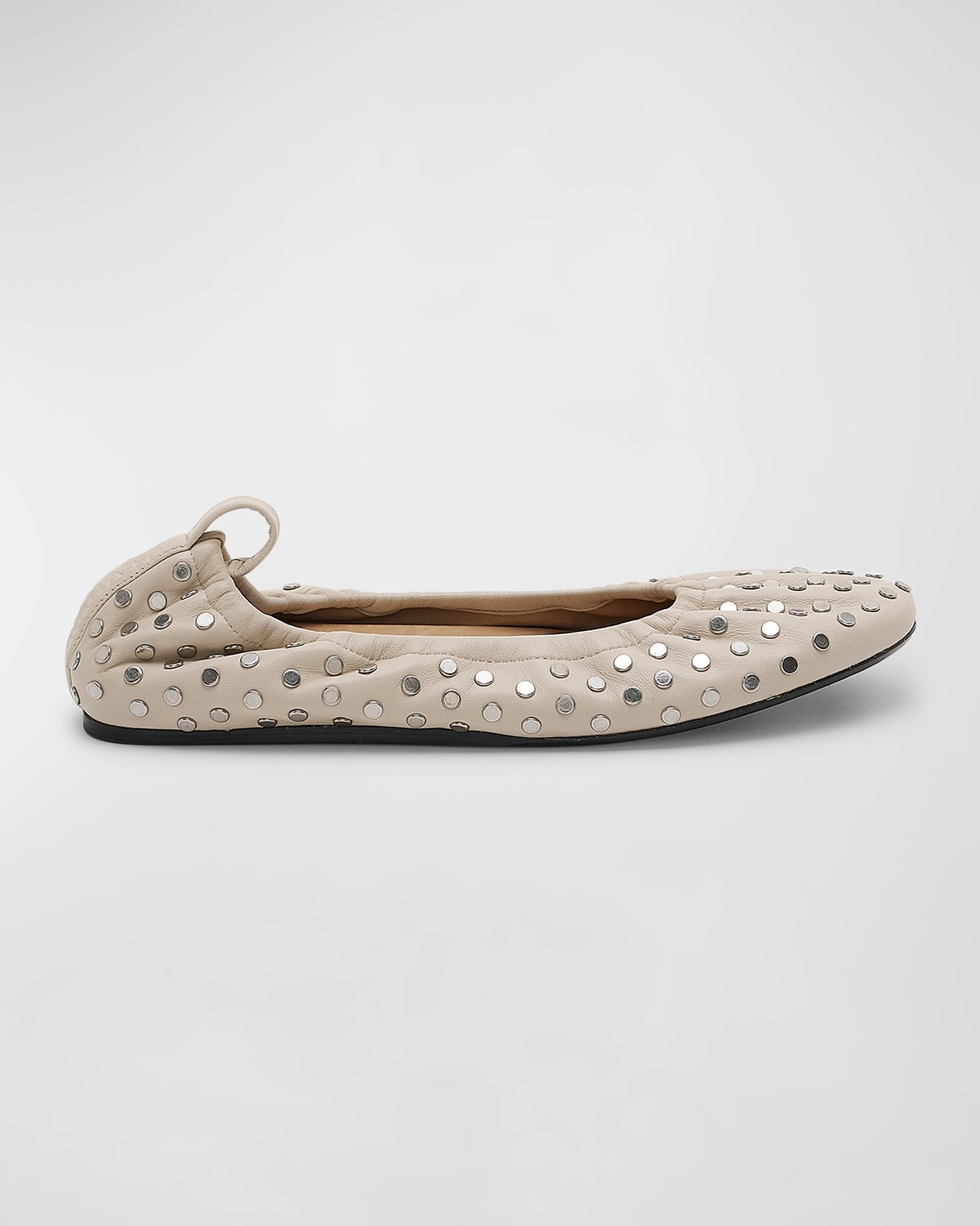 Shop Isabel Marant Belna Studded Leather Ballerina Flats In White