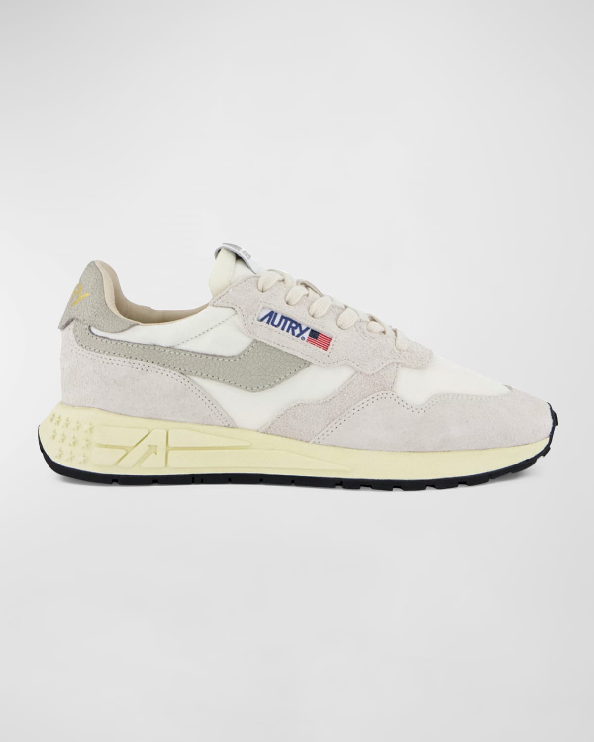 Autry Reelwind Suede And Technical Textile Trainer In Whtnat