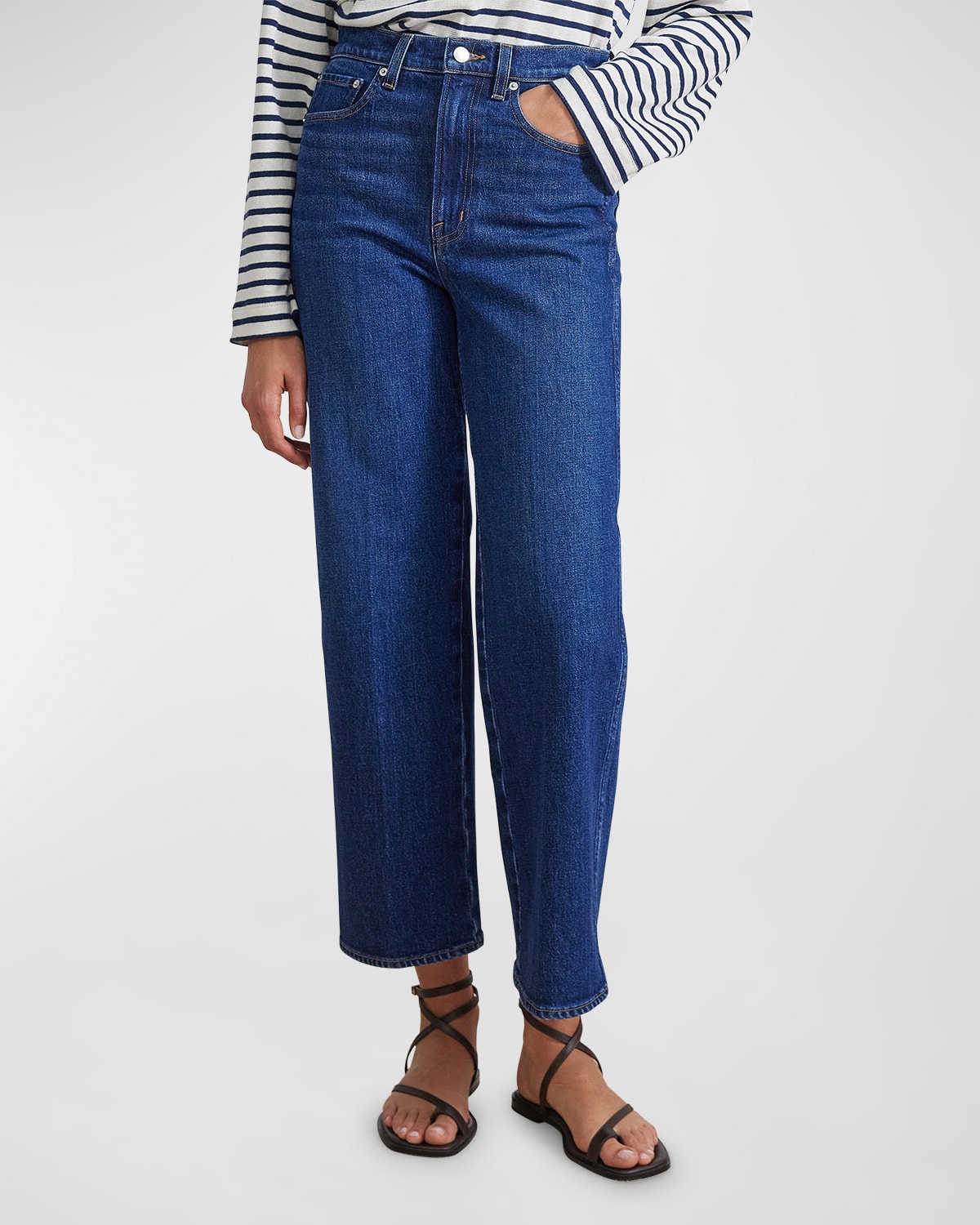 Apiece Apart Merida Cropped Straight-leg Denim Jeans In Tulum Wash