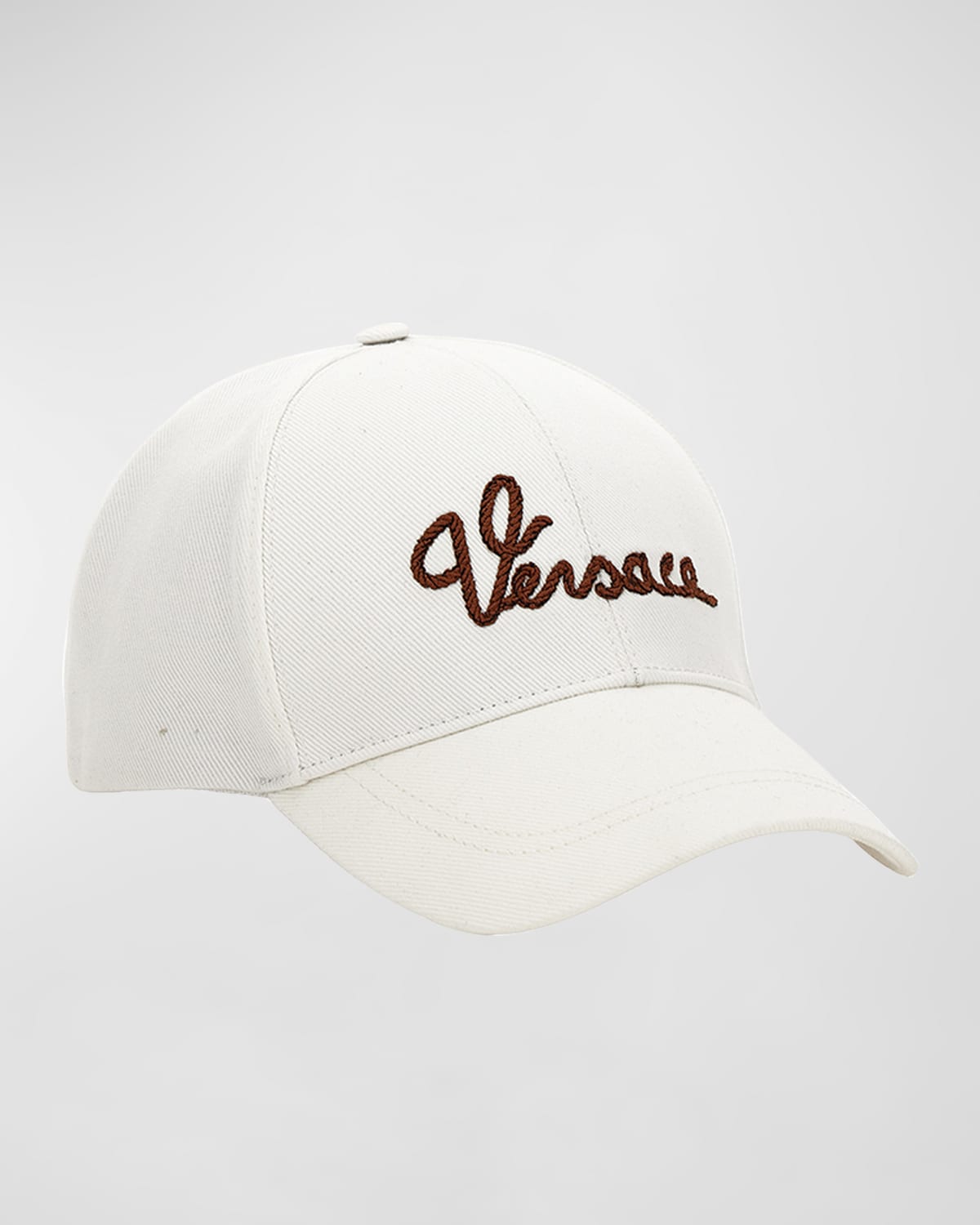 Versace Men's Embroidered Logo Baseball Hat In White
