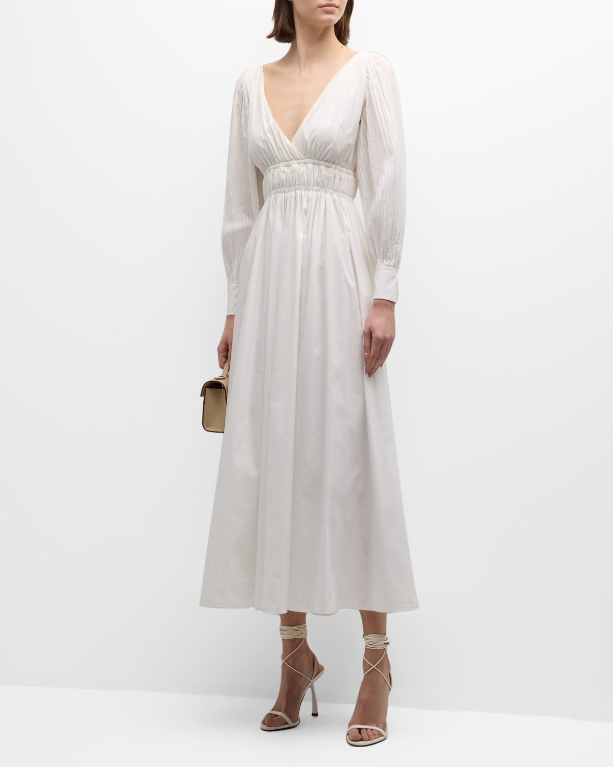 Shop Altuzarra Kathleen Gathered Maxi Dress In Optic White