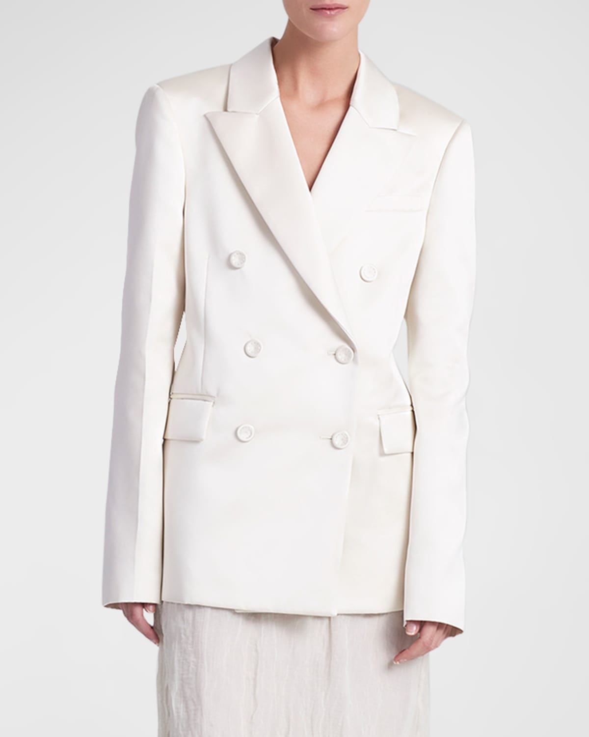 Shop Altuzarra Hattson Satin Double-breasted Jacket In Ivory