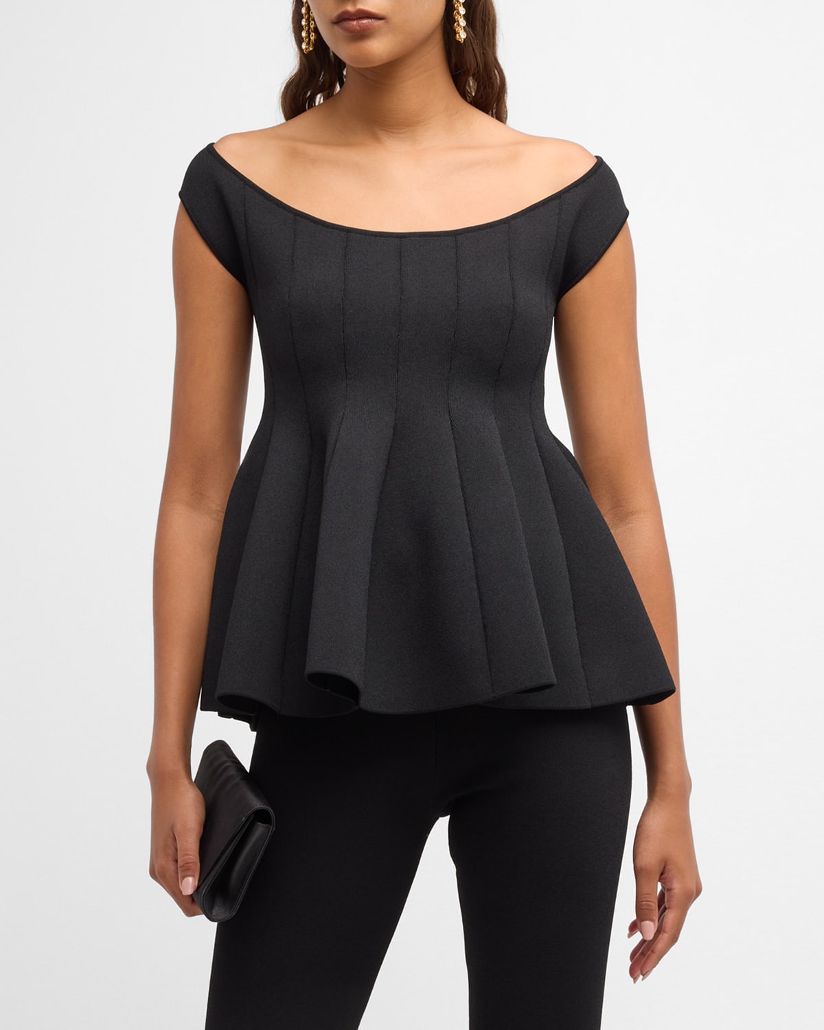 Shop Altuzarra Simone Off-shoulder Peplum Top In Black