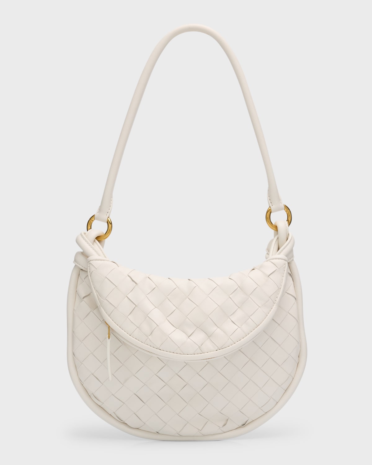 Bottega Veneta Gemelli Small Shoulder Bag In White-m Brass