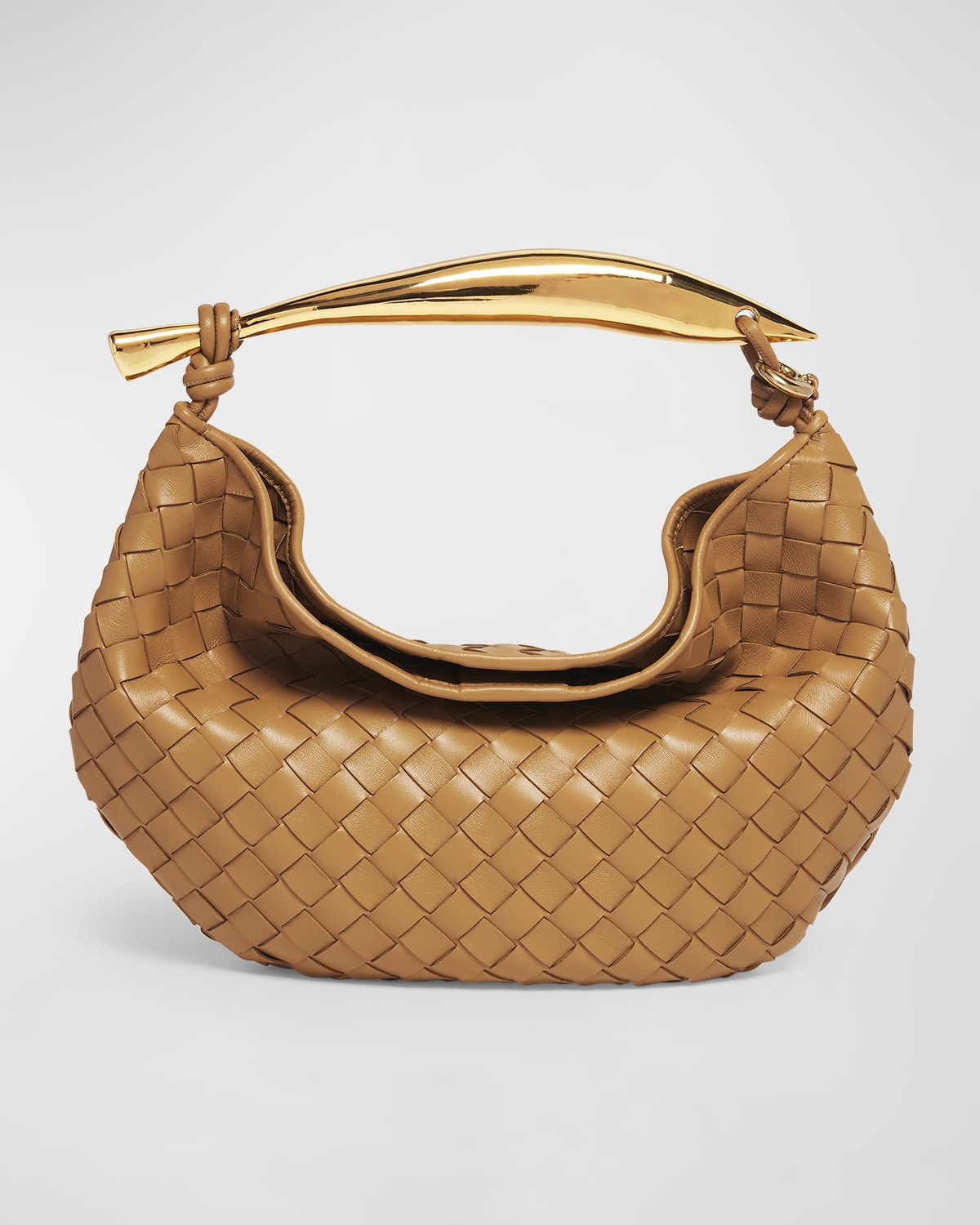 Bottega Veneta Sardine Medium Leather Shoulder Bag In Dark Praline