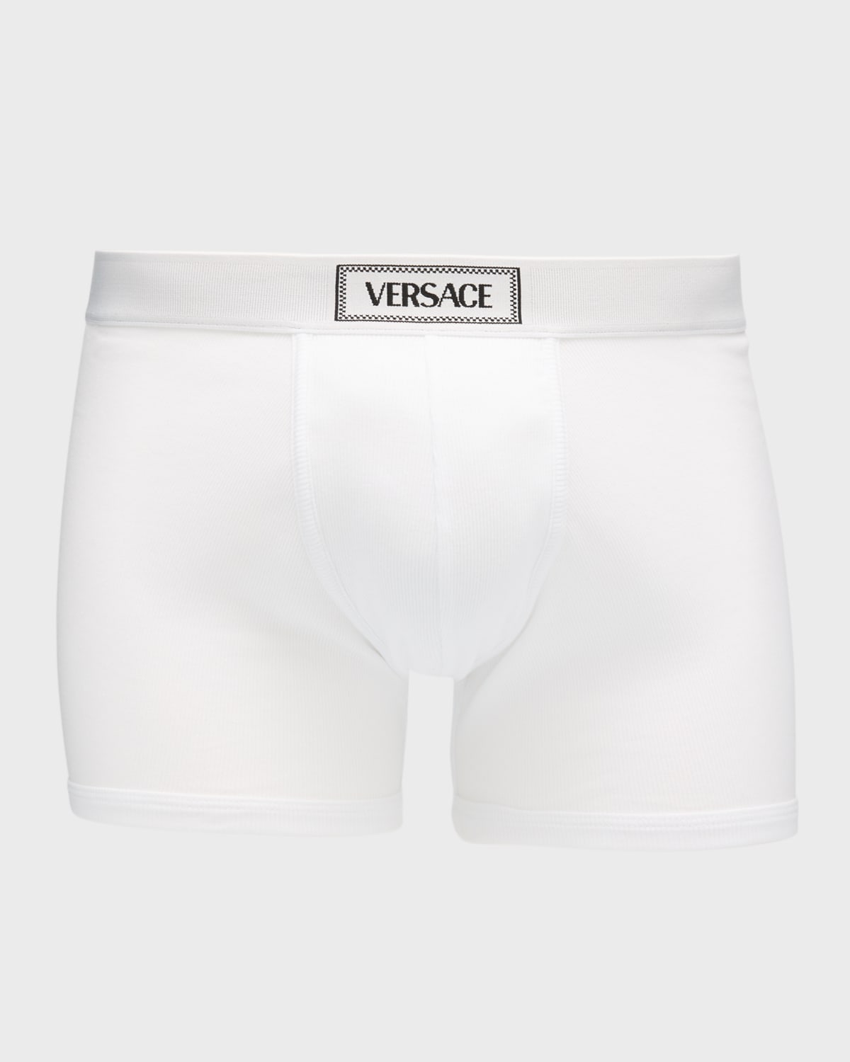 Versace Men's Ribbed Cotton Logo Boxer Briefs