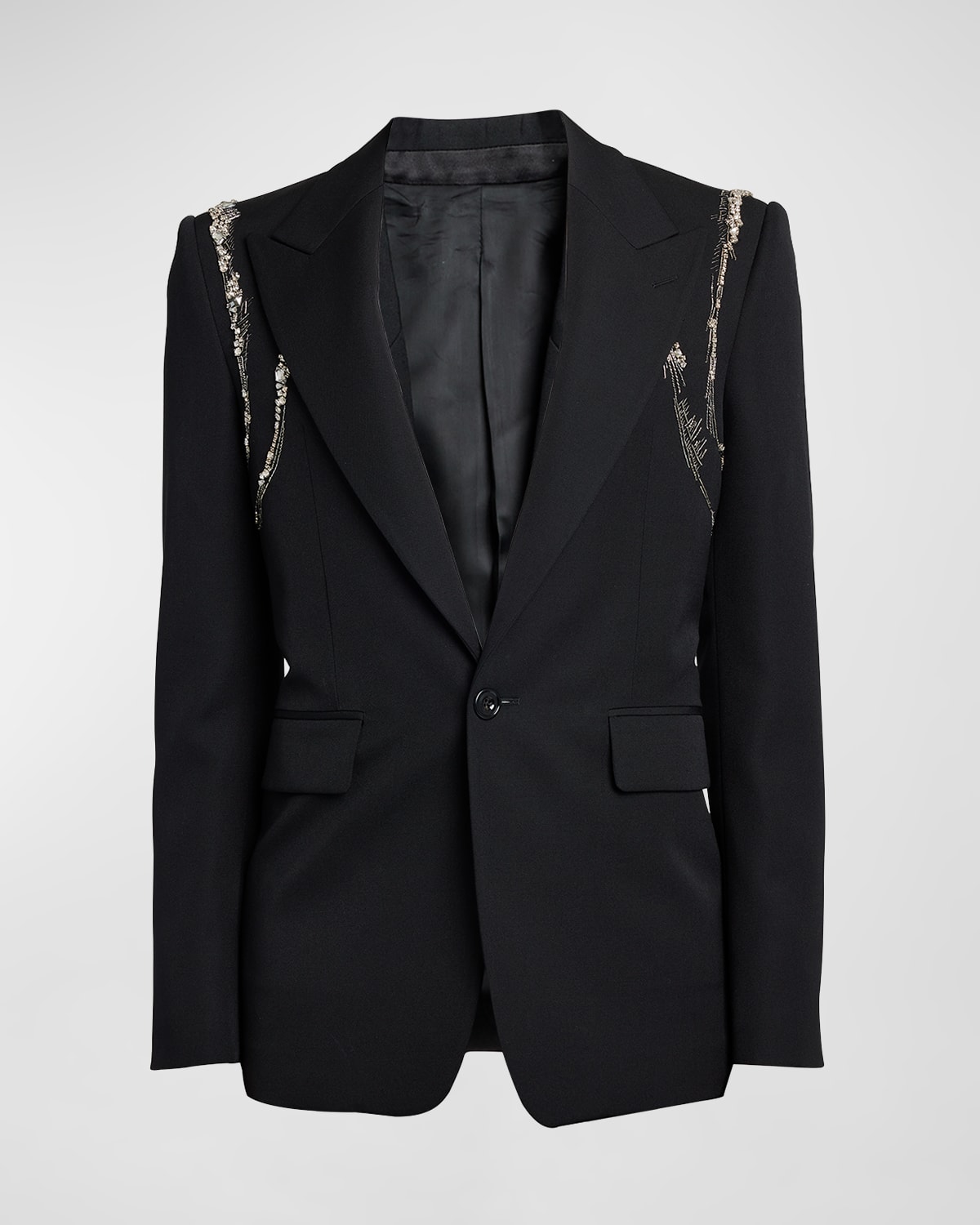 Alexander Mcqueen Eyelets Single-breasted Jacket In Black