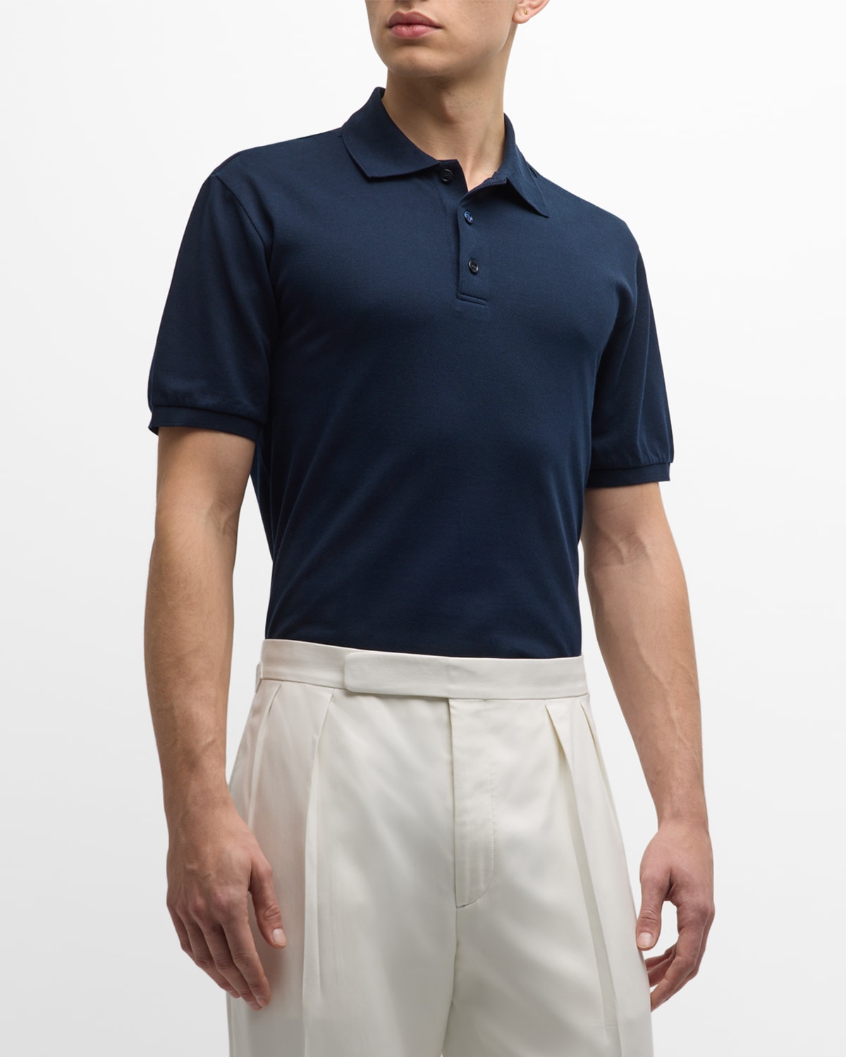 Shop Brioni Men's Cotton Polo Shirt In Navy