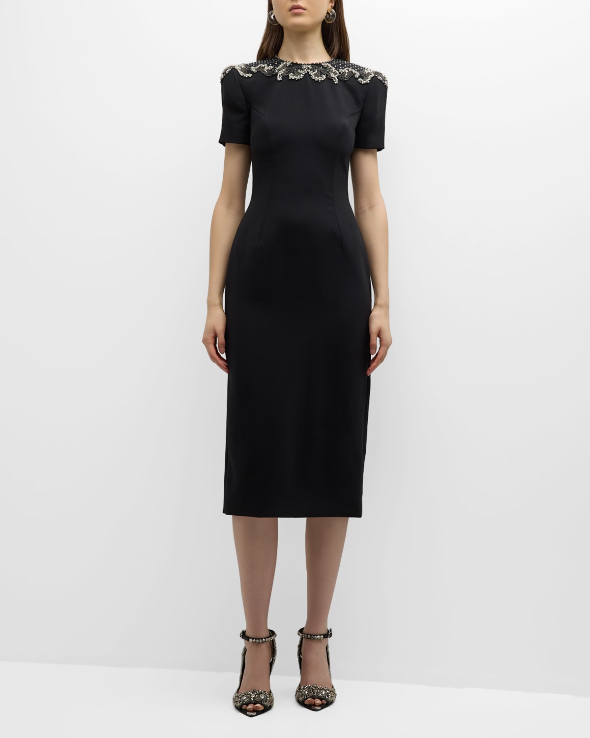 Jenny Packham Lana Embellished Sheath Dress In Black