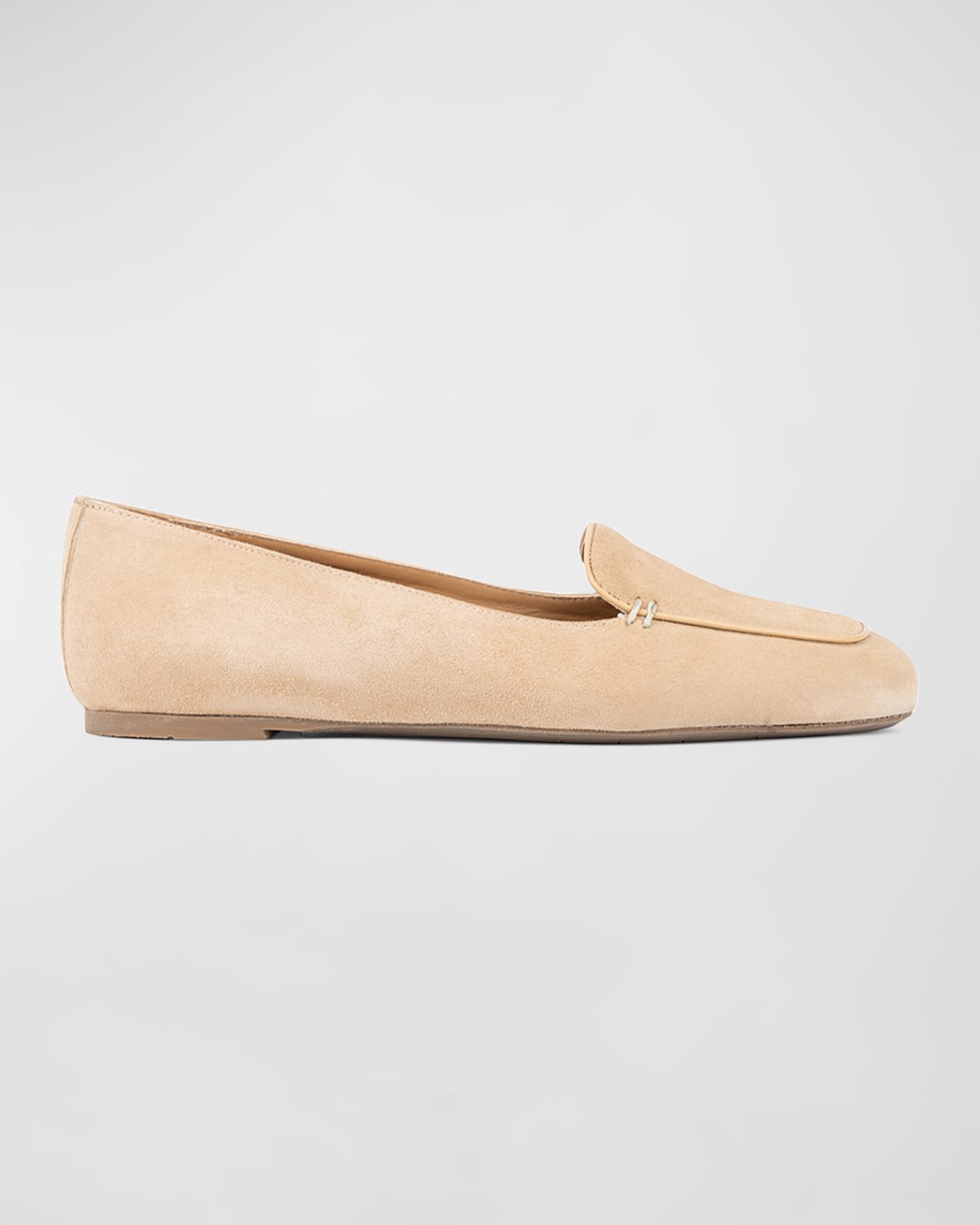 Aquatalia Judie Suede Flat Loafers In Almond
