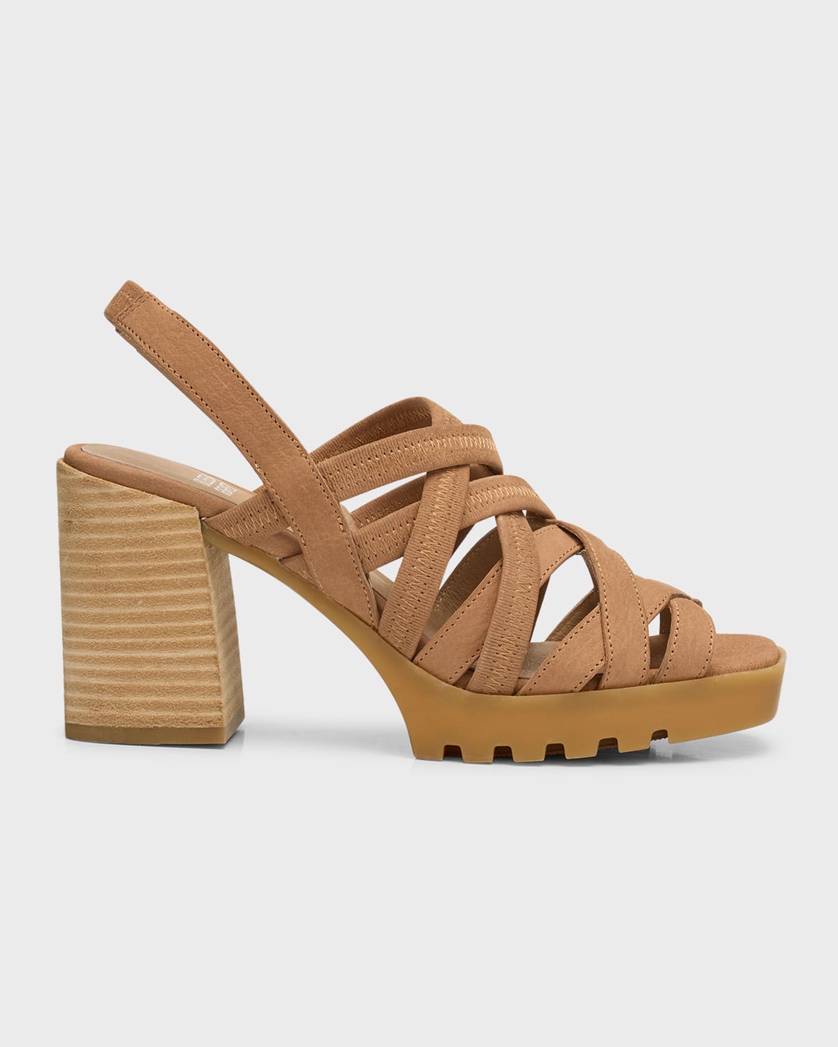 Shop Eileen Fisher Strappy Suede Caged Slingback Sandals In Honey