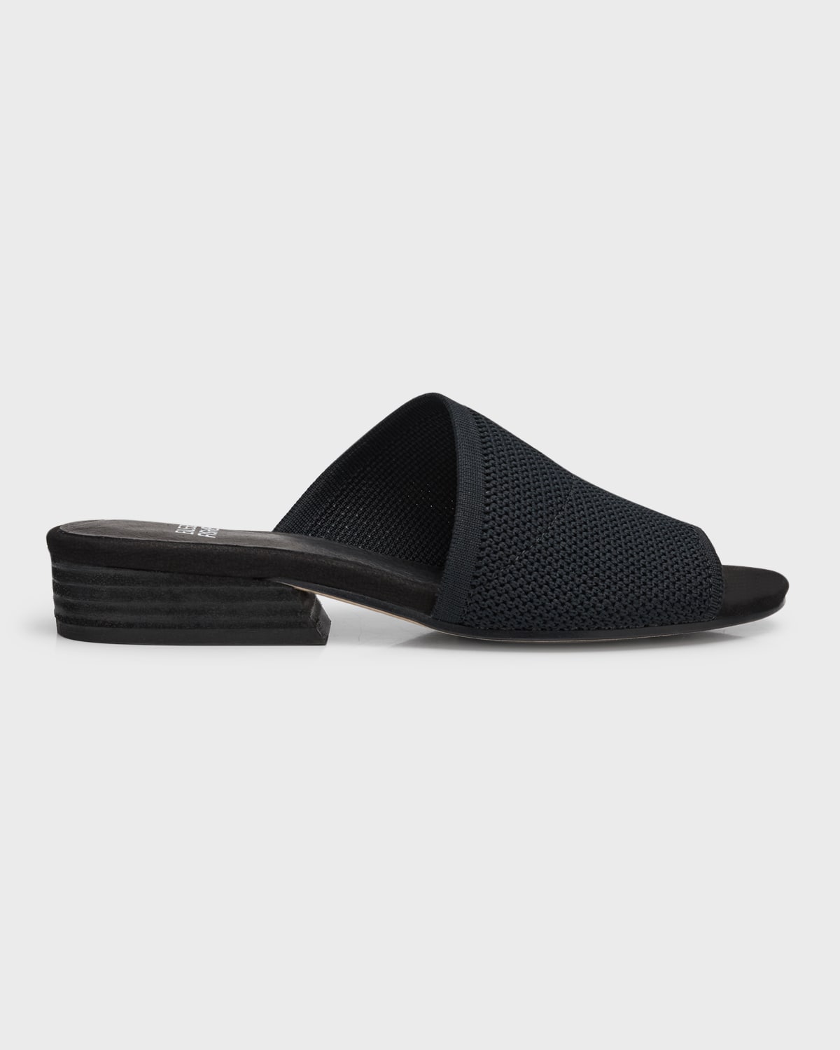 Shop Eileen Fisher Asymmetrical Knit Slide Sandals In Black