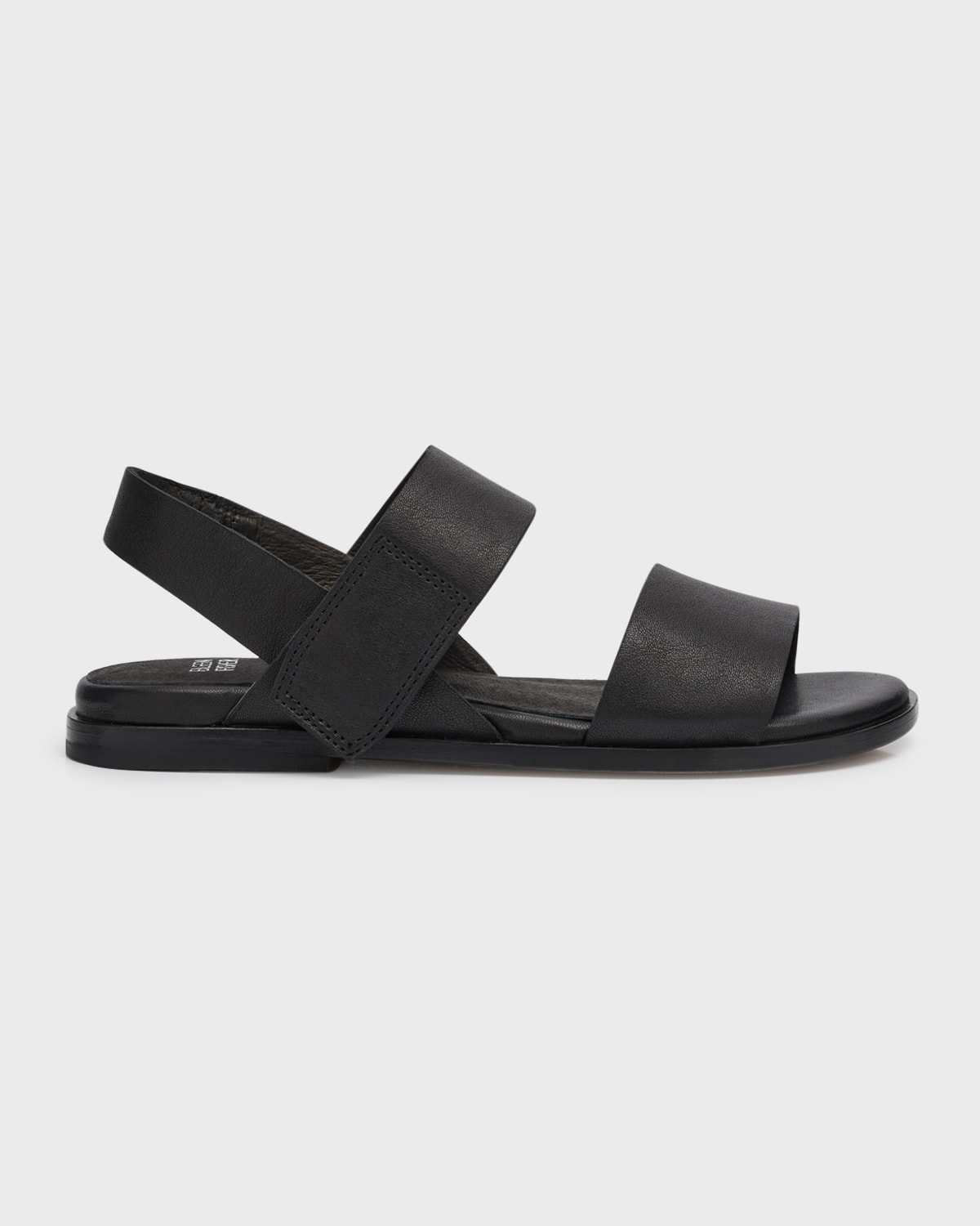 Shop Eileen Fisher Calfskin Ankle-grip Easy Sandals In Black