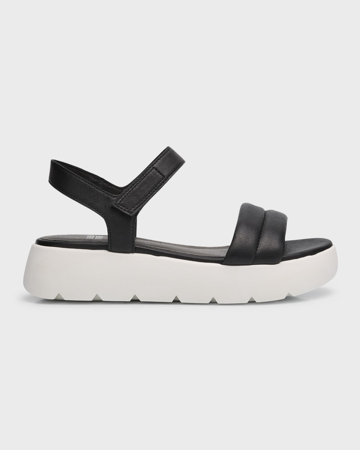 Shop Eileen Fisher Leather Ankle-grip Platform Sandals In Black