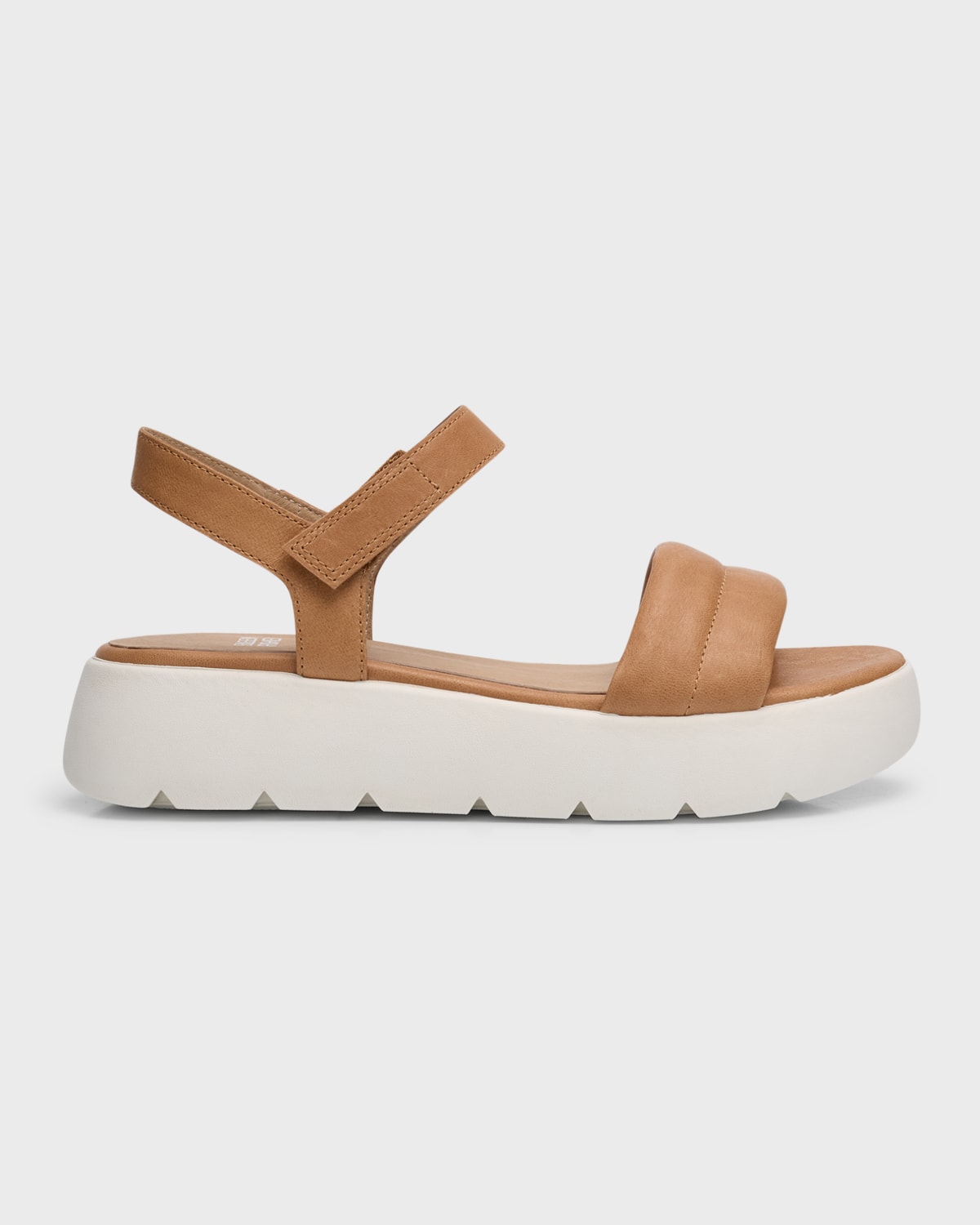 Shop Eileen Fisher Leather Ankle-grip Platform Sandals In Honey
