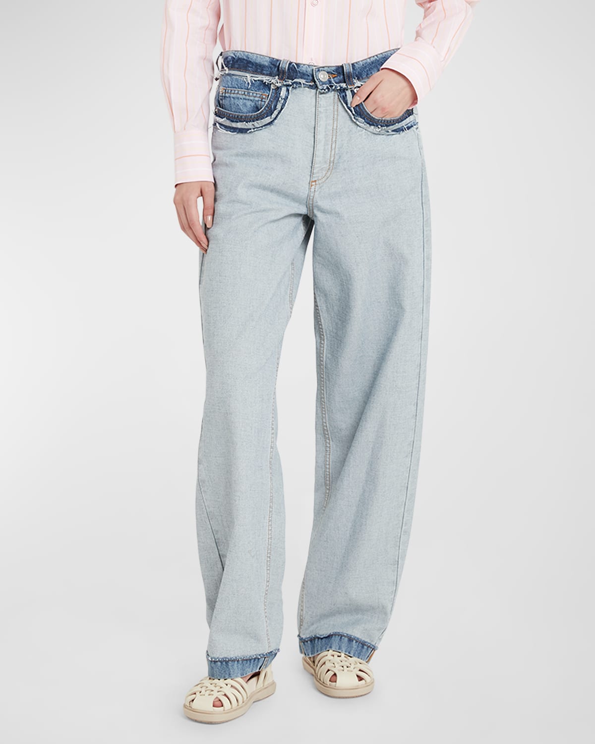 Shop Marni Low-waisted Reverse Jeans In Azure