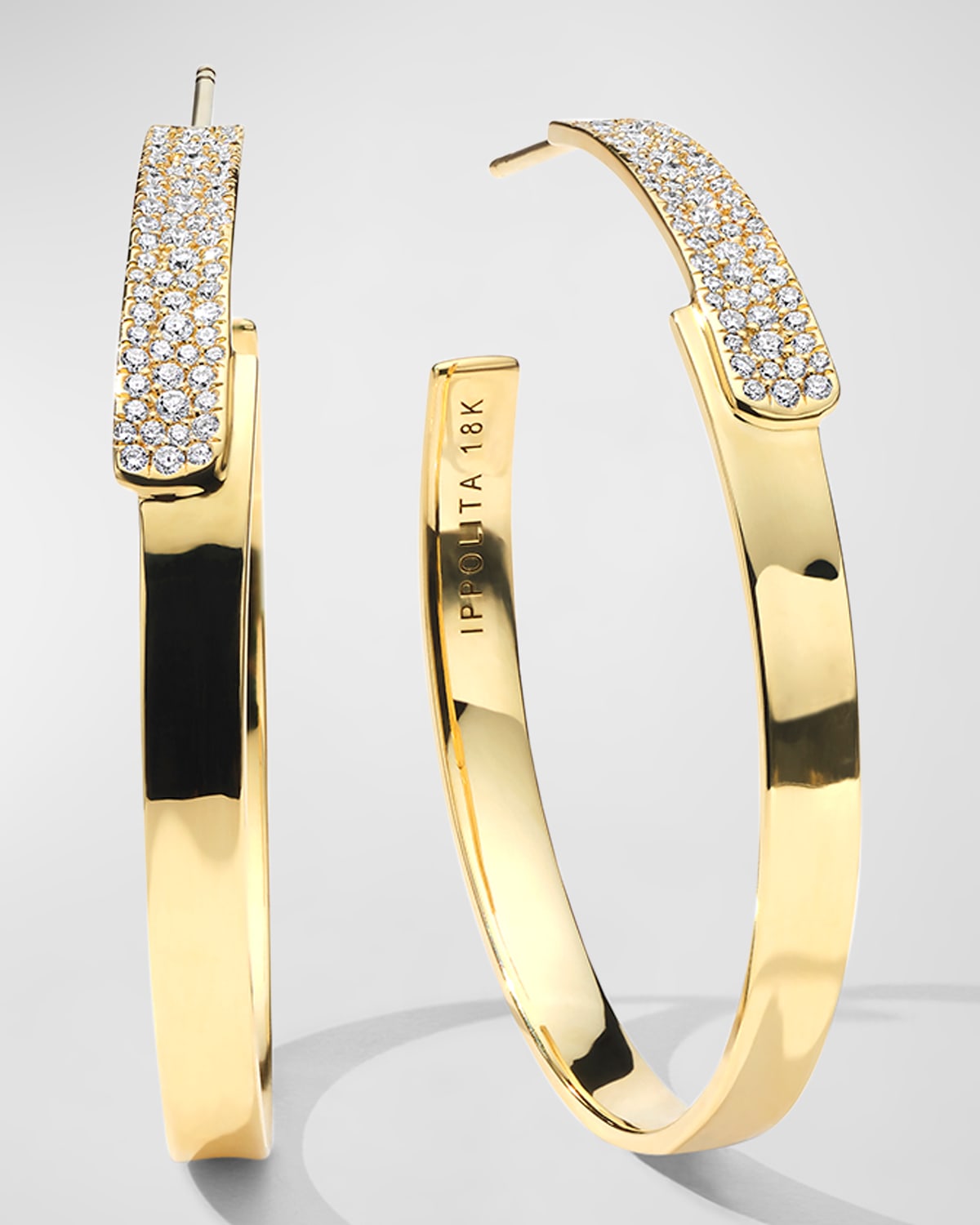 Overlapping #3 18K Gold Hoop Earrings with Diamonds