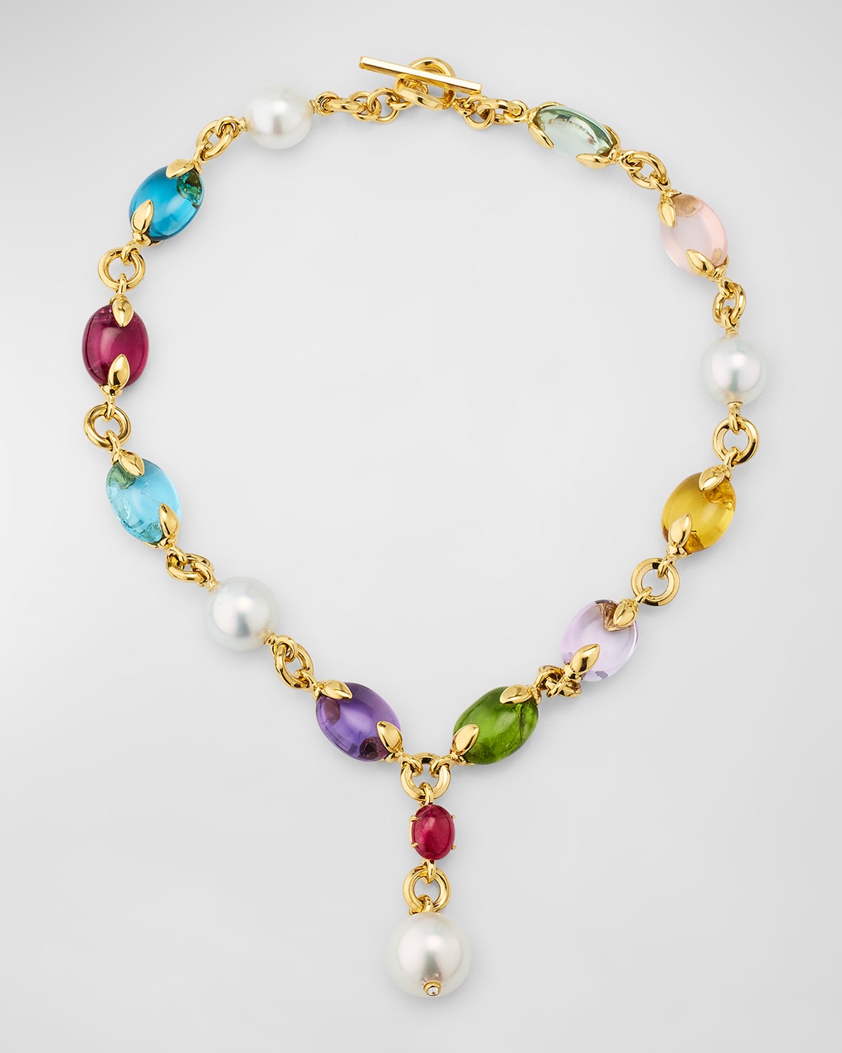 Fulco Y Necklace with Semi Precious Stone and Pearl