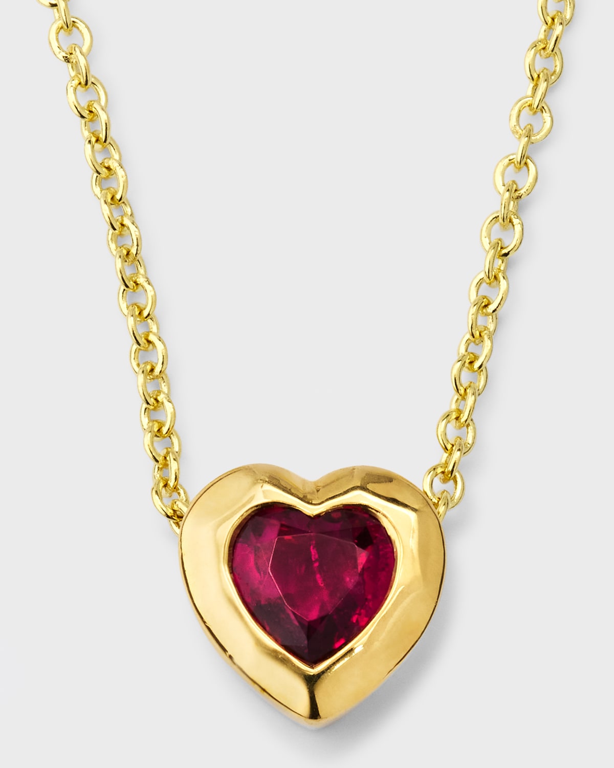 18K Rock Candy Caramella Heart Pendant in Rubellite, 16-18"Lches