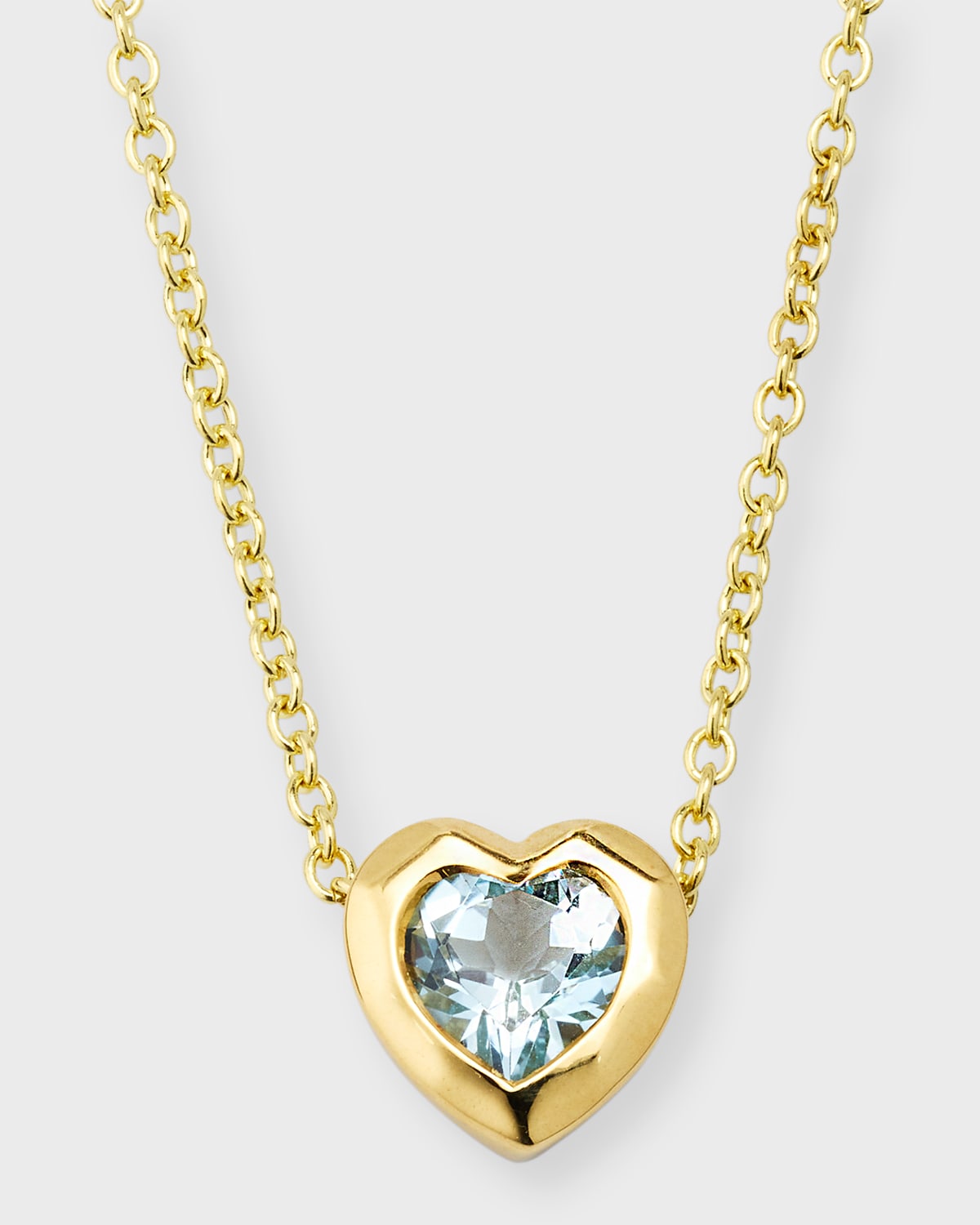 18K Rock Candy Caramella Heart Pendant in Blue Topaz, 16-18"L