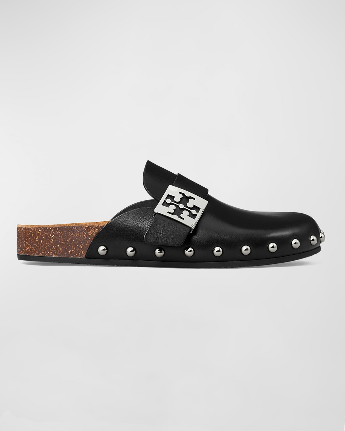 Shop Tory Burch Mellow Leather Buckle Slide Mules In Perfect Black