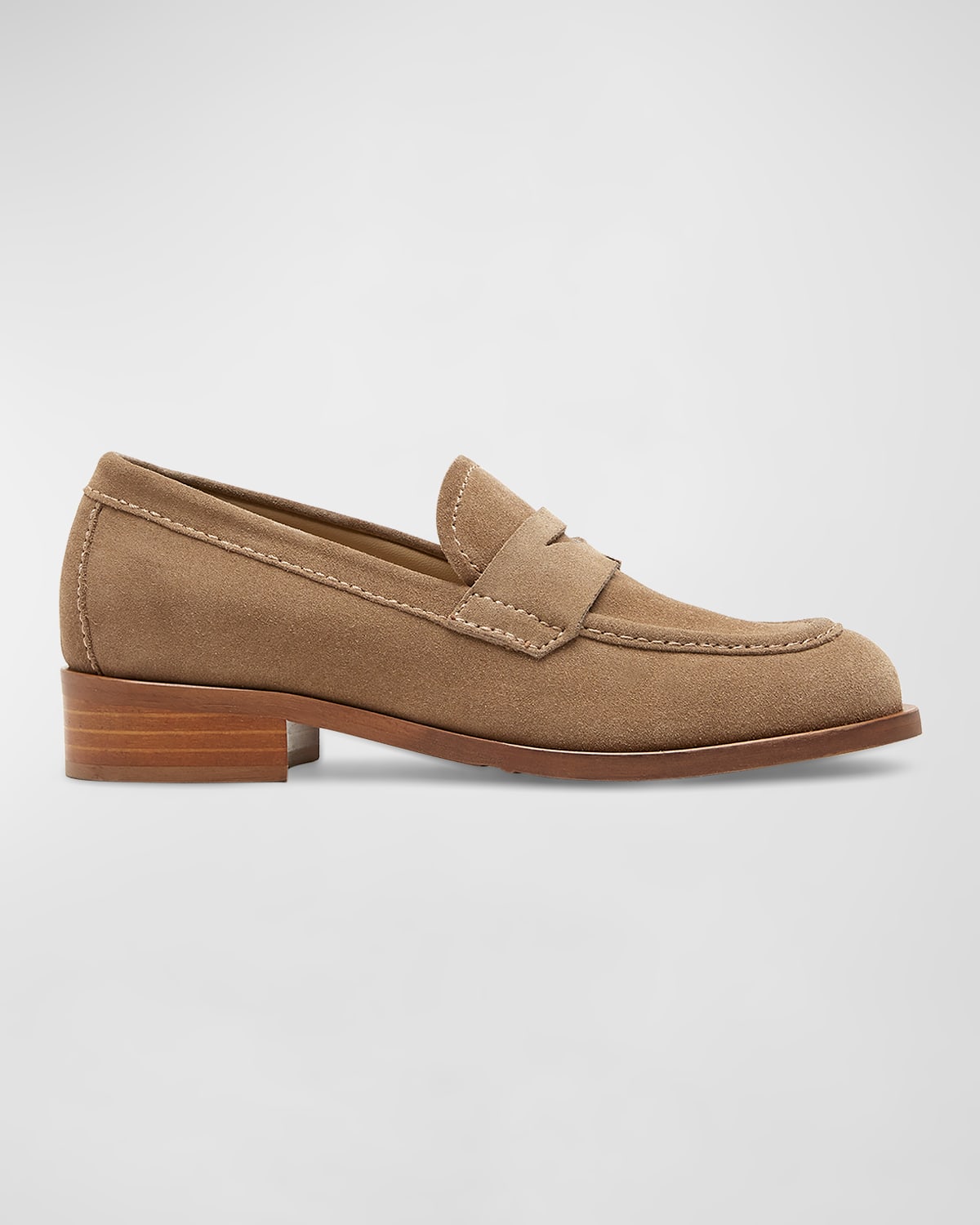 La Canadienne Dominic Suede Penny Loafers In Biscotti